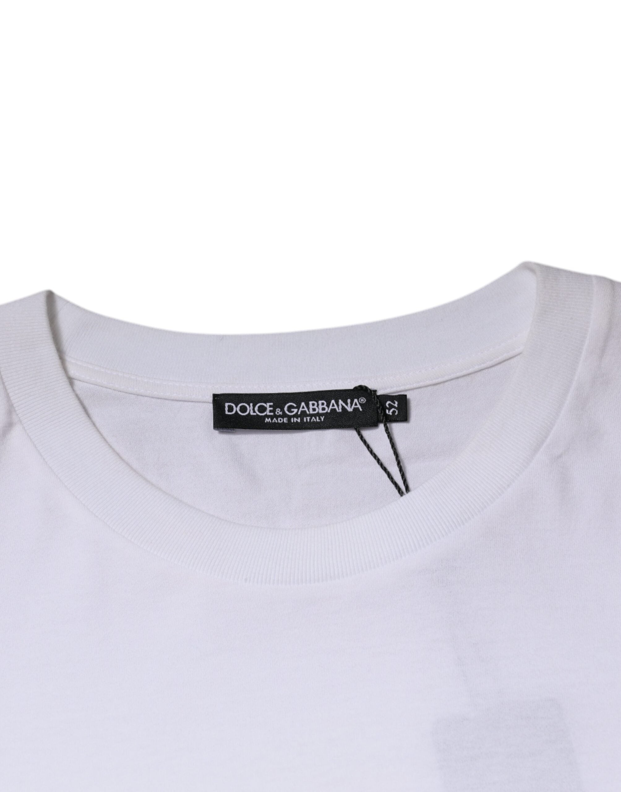 Бяла памучна тениска с кръгла яка Dolce & Gabbana DG Milano