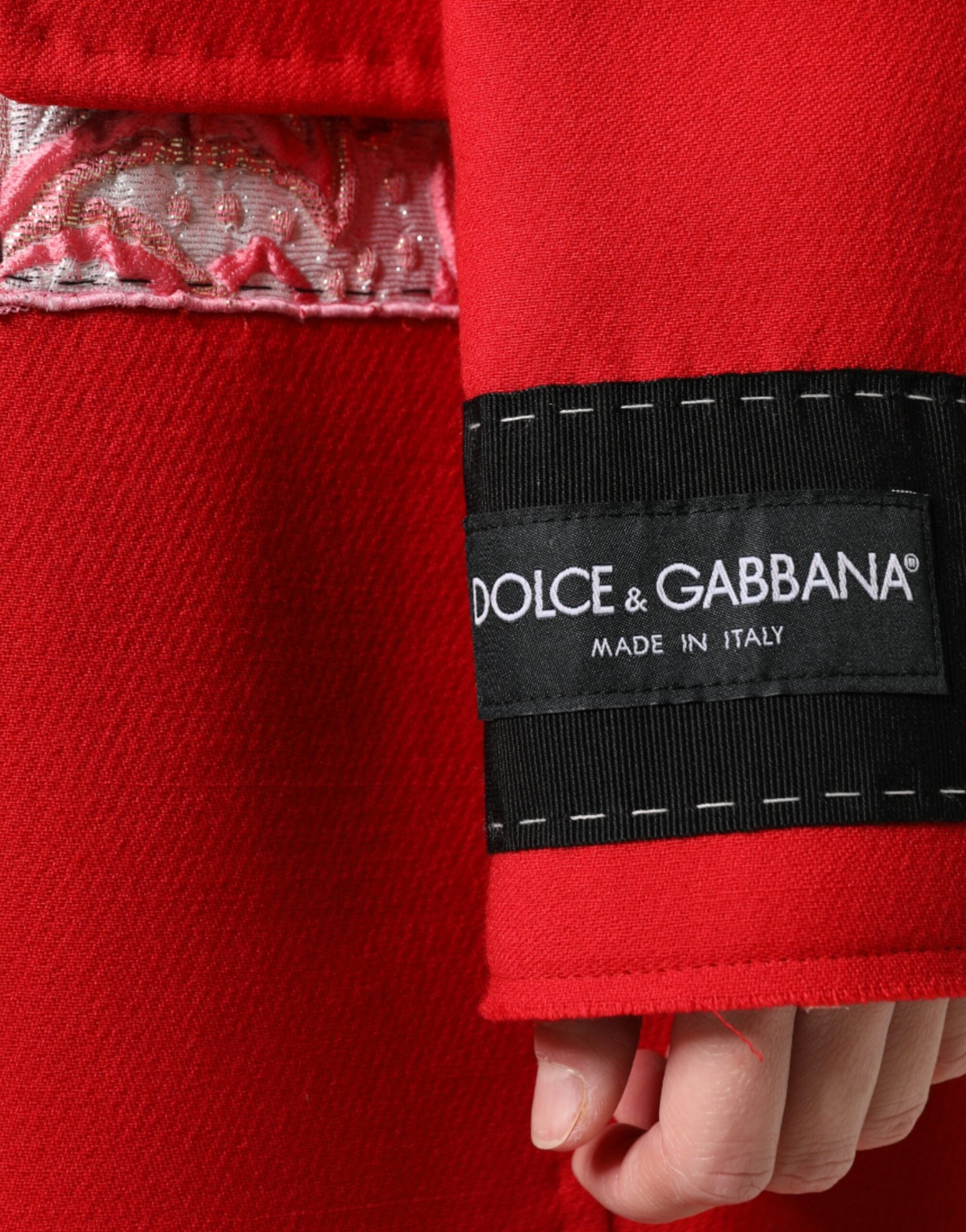 Червено жакардово вълнено дамско яке Dolce & Gabbana