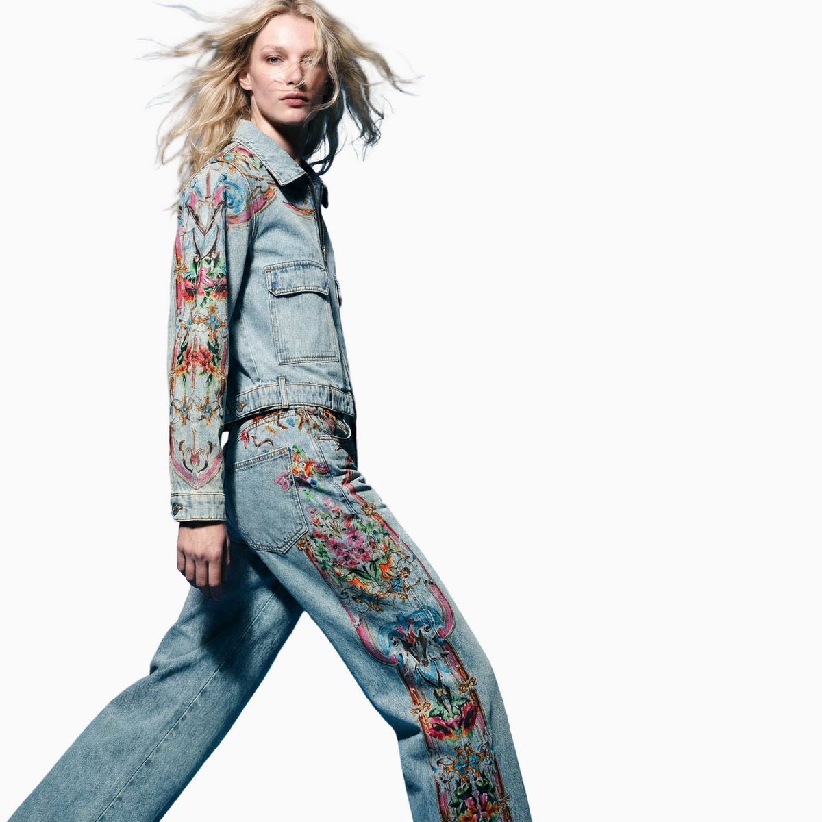 Дамски дънки Desigual Women Jeans 26WWDD13 5007 Side View
