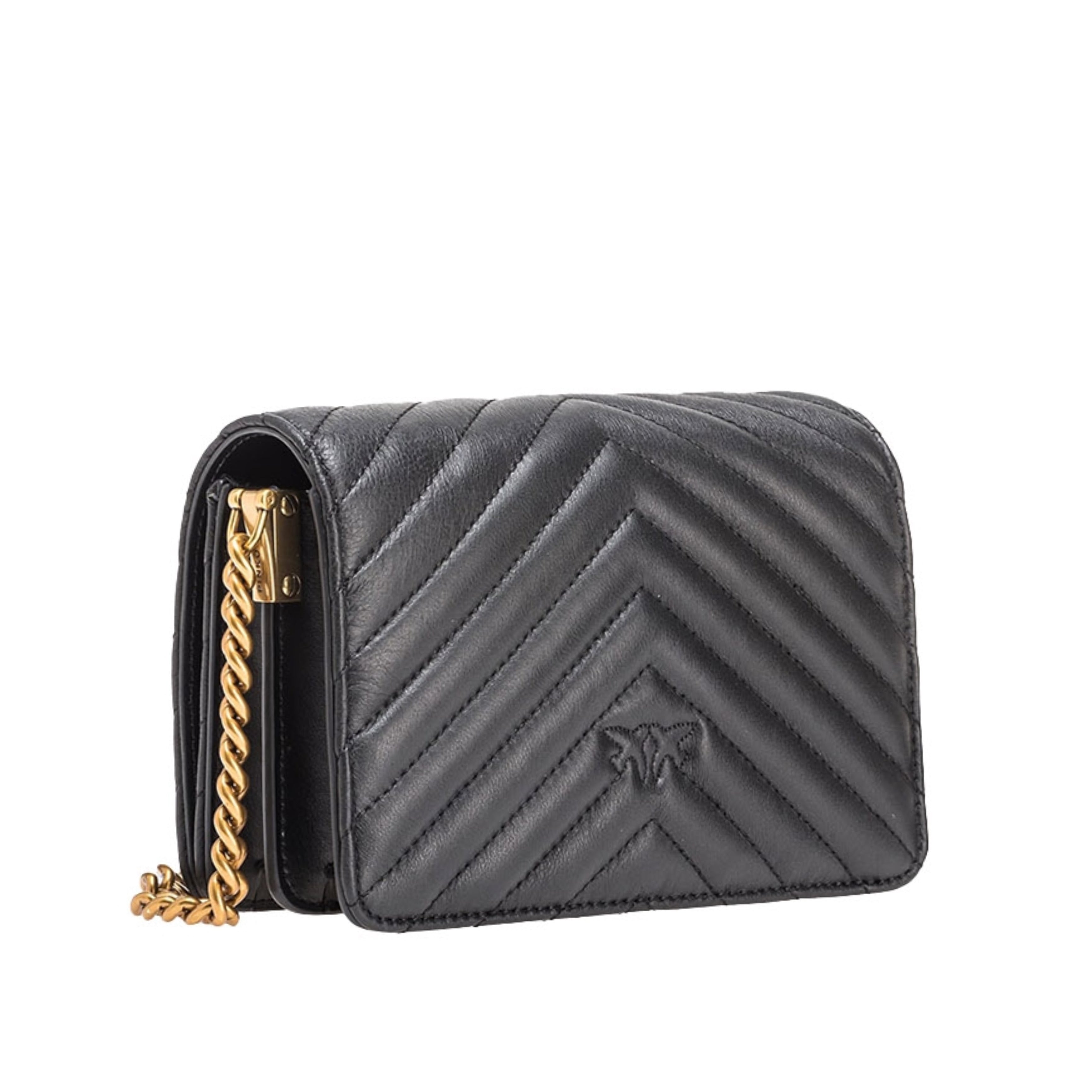 Дамска чанта Women’s shoulder bag PINKO Love One Mini Chevron 100067 A0GK Z99Q Black back view