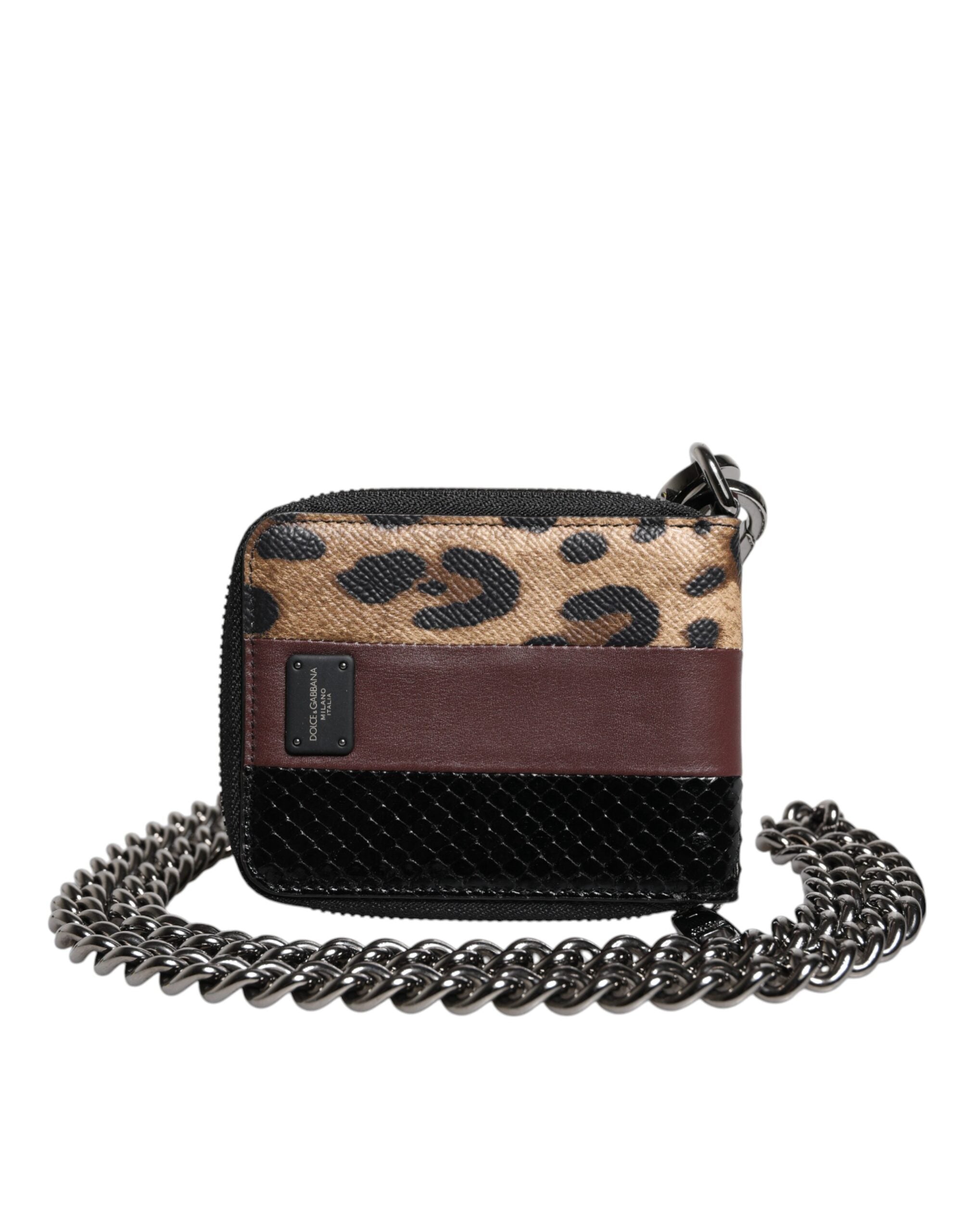 Dolce & Gabbana Multicolor Leopard Leather DG Bifold Card Holder Портфейл