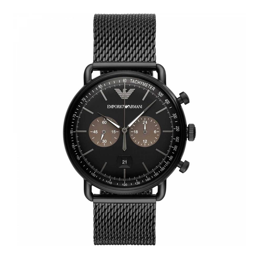 Черен стоманен часовник Emporio Armani