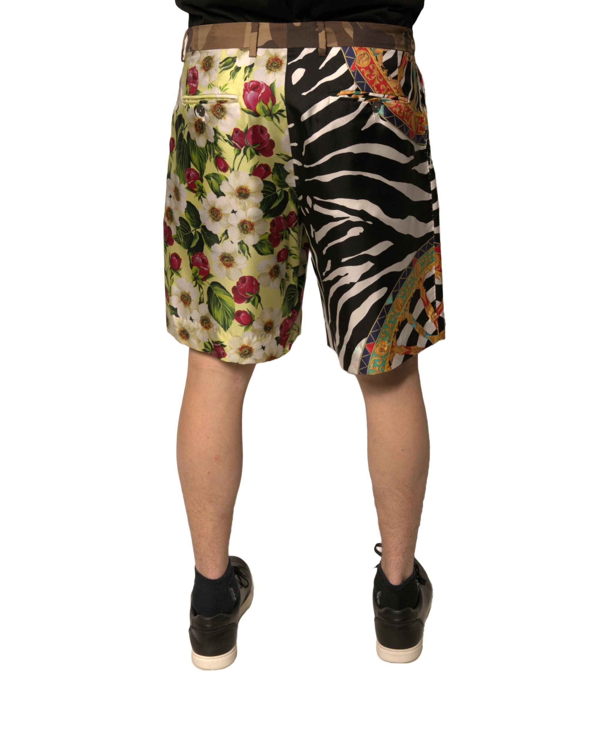 Dolce & Gabbana Многоцветни пачуърк копринени мъжки къси чино панталони