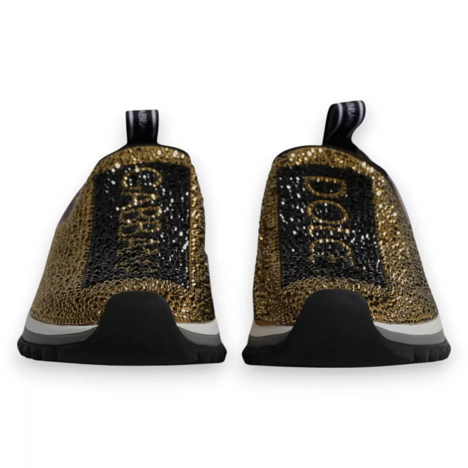 Dolce & Gabbana Gold Rhinestones Sorrento Sneakers