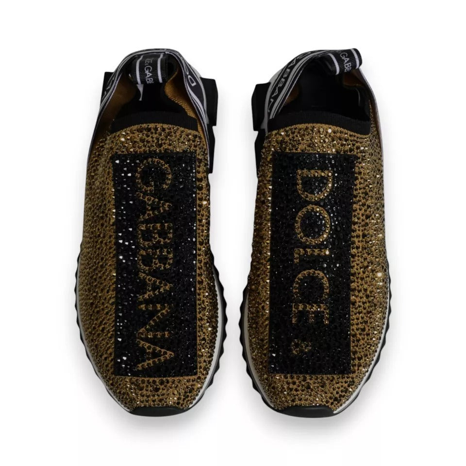Dolce & Gabbana Gold Rhinestones Sorrento Sneakers