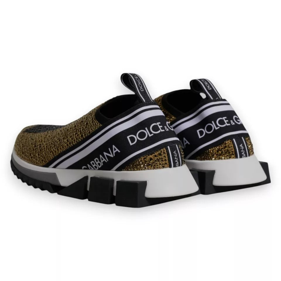 Dolce & Gabbana Gold Rhinestones Sorrento Sneakers