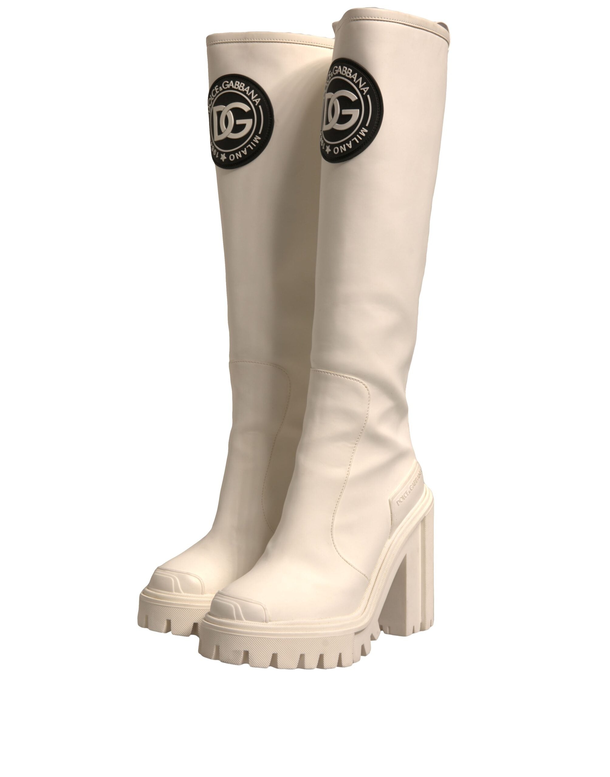 Обувки Dolce & Gabbana White DG Hi Trekking Plateau Biker Boots