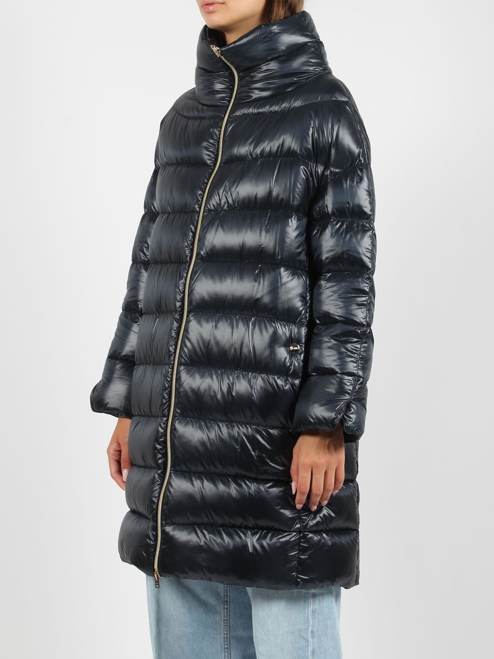 Дамско дълго яке Women’s midi down jacket HERNO PI1283DIC12017Z9200 Dark Blue angled view