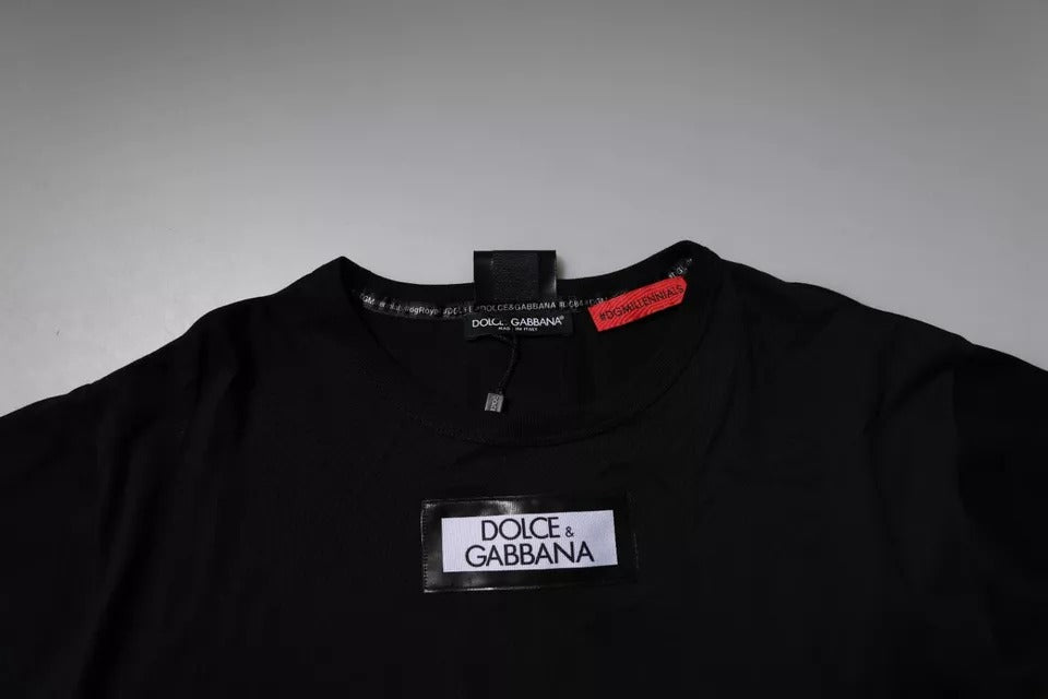 Dolce & Gabbana Черна тениска с кръгло деколте #DGMILLENNIALS