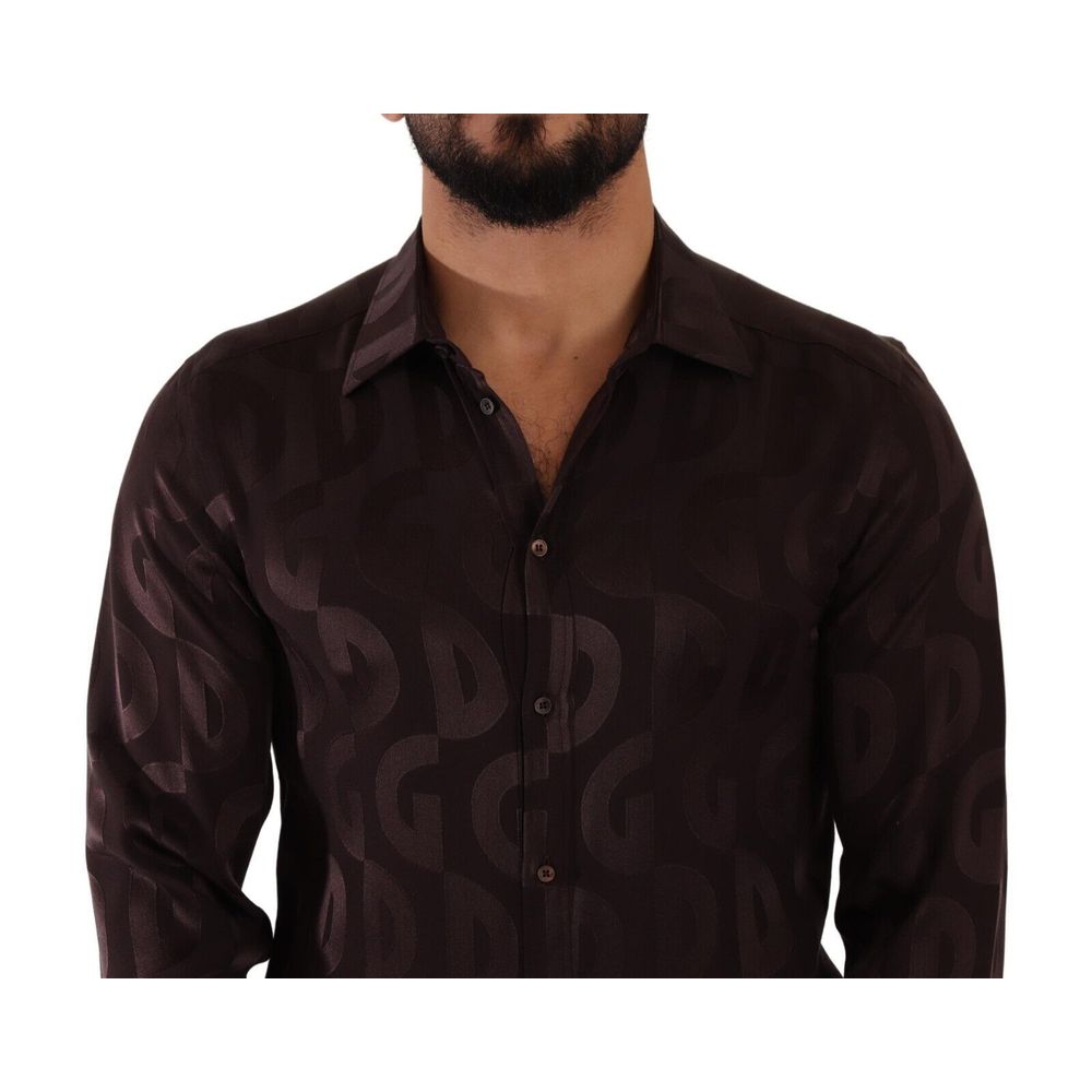 Копринена риза Dolce & Gabbana Bordeaux