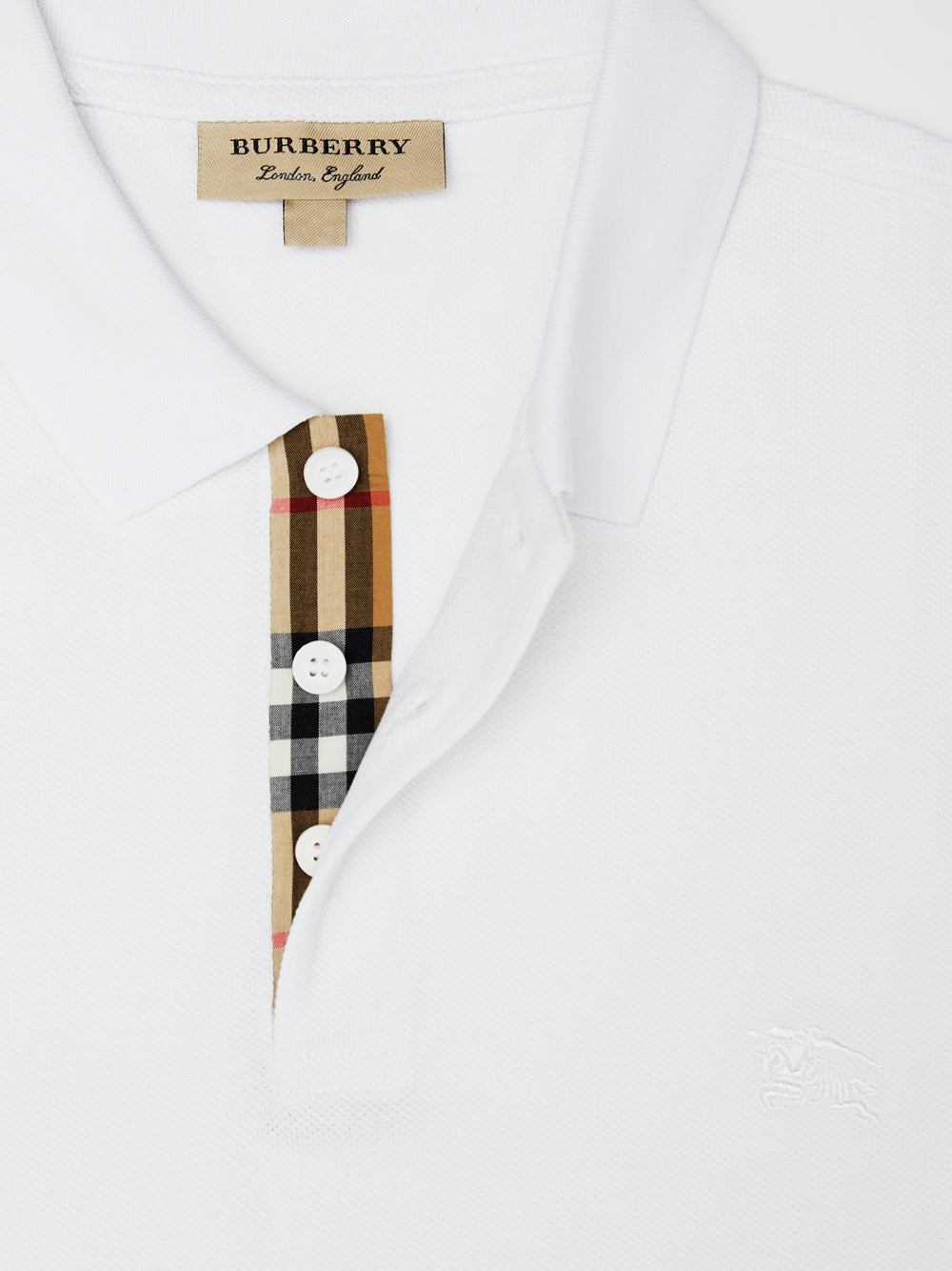 Burberry White Cotton Collared Polo Shirt