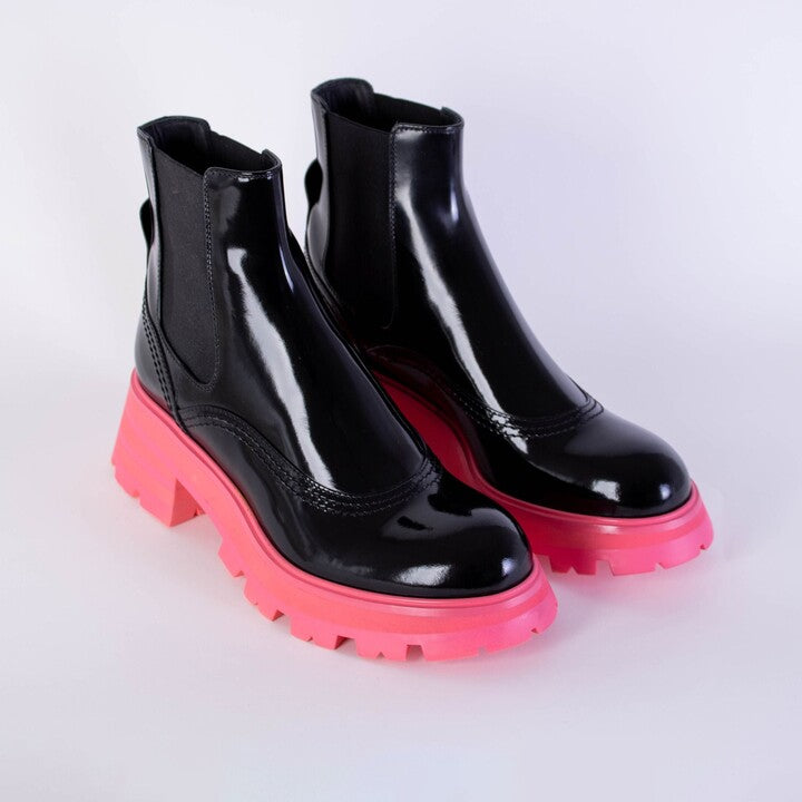 Дамски черно розови боти Alexander McQueen Wander Chelsea Boots 666368 WHZ8C 1486