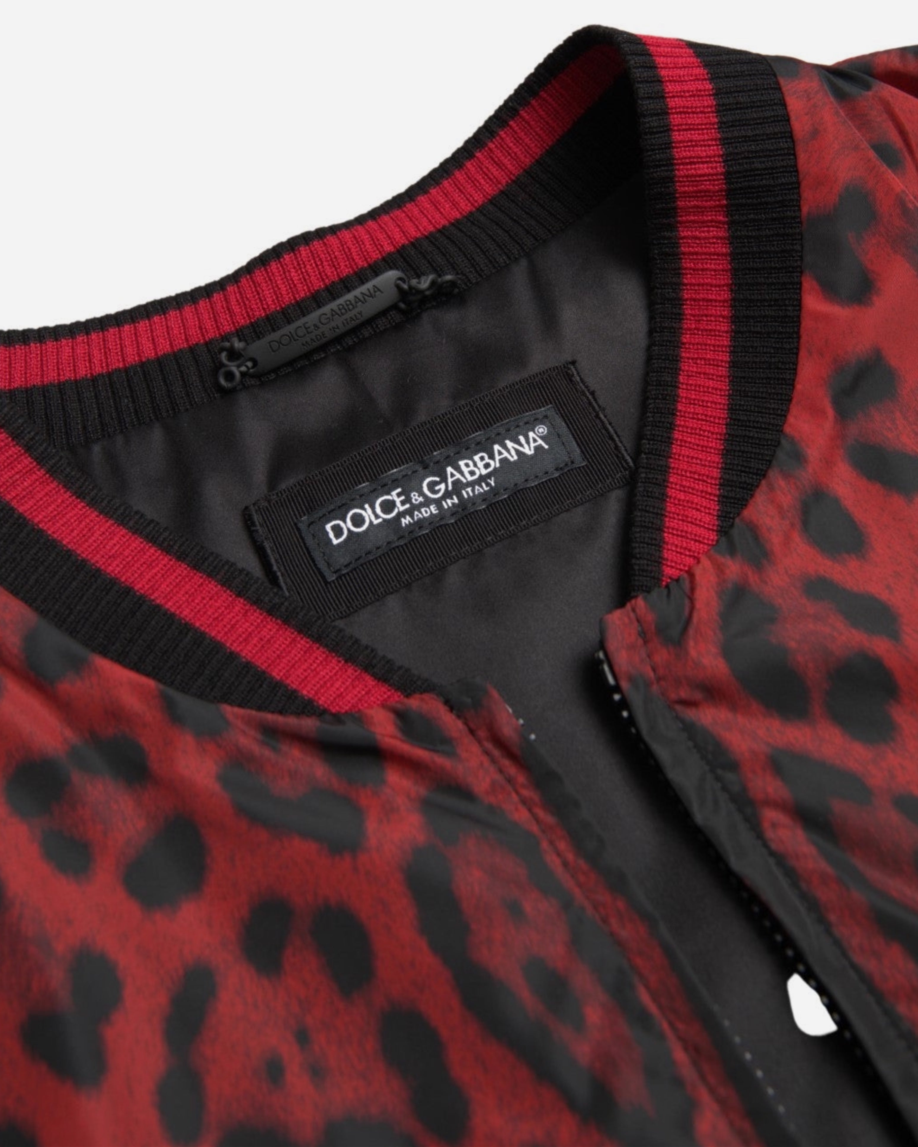 Мъжко пролетно бомбър яке с леопардов червен принт DOLCE & GABBANA Men’s Luxury Red Leopard Print Bomber Jacket