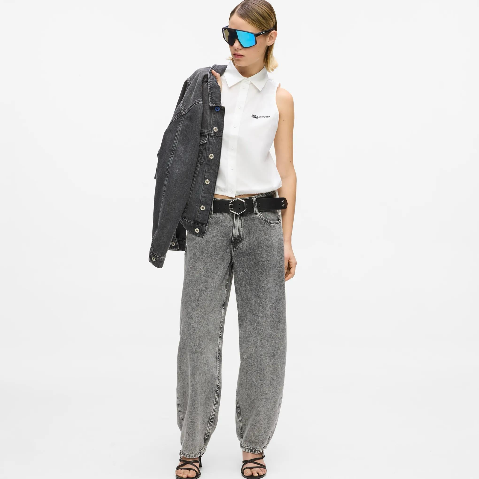 Дамска риза без ръкави Karl Lagerfeld Jeans Women Sleeveless Shirt B2W11020 100 Front View