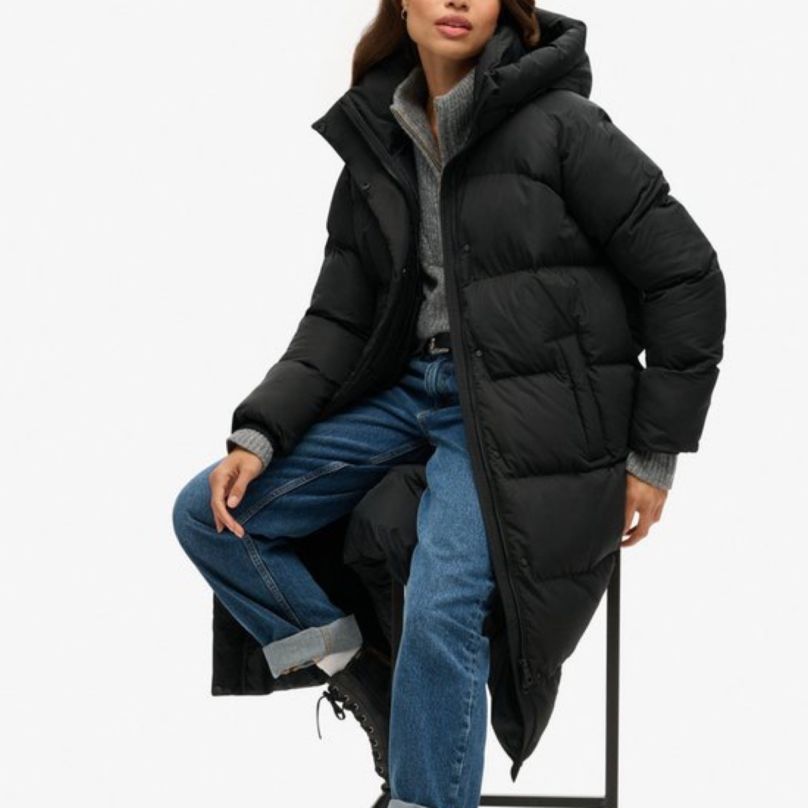 Дамско дълго черно яке Superdry Women Jacket Women Jacket W5011801A Side View