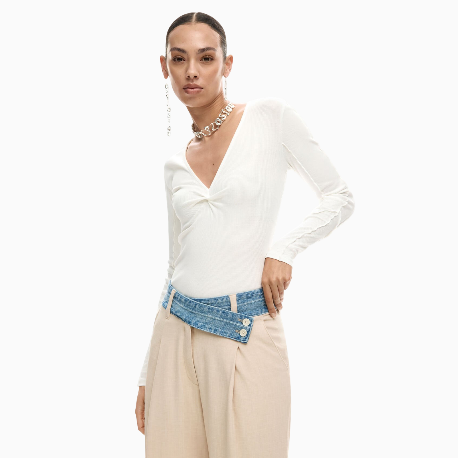 Дамски панталон Desigual Women Trousers 26SWPW28 6008 Close-Up