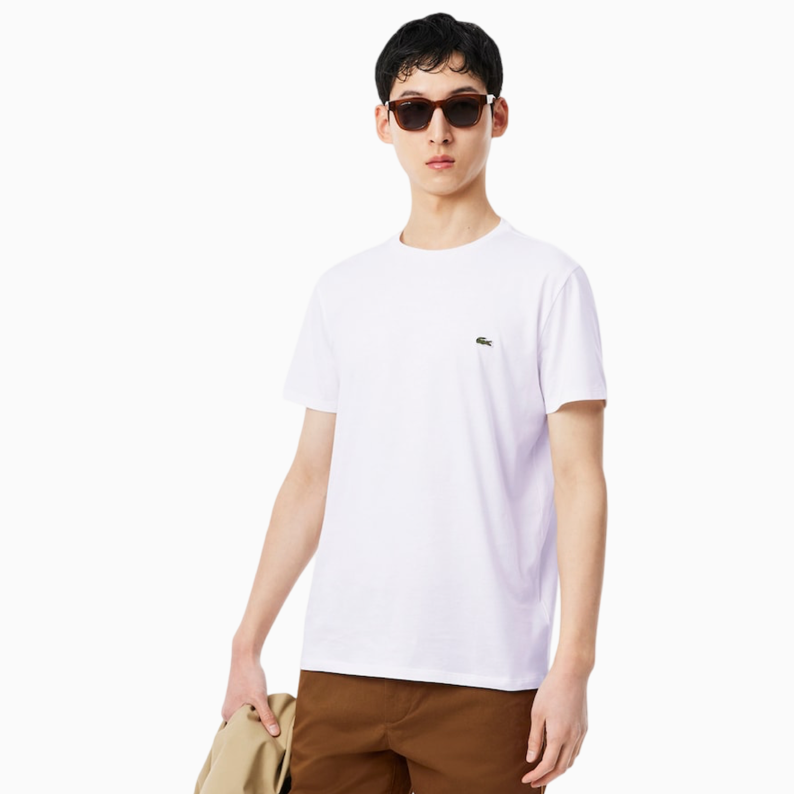 Мъжка бяла тениска Lacoste Men T-shirt TH6709-00-001 Front View