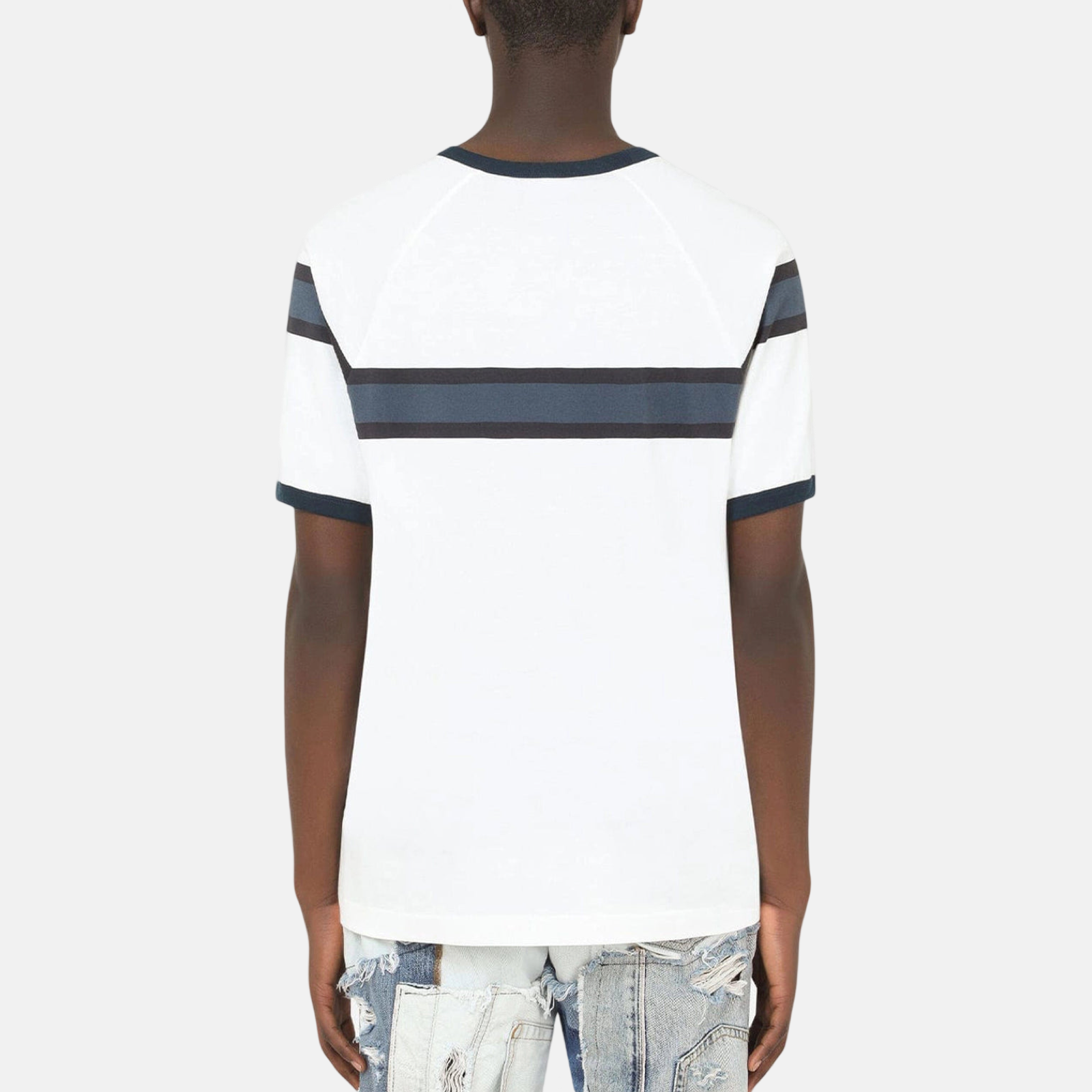 Мъжка бяла тениска Dolce & Gabbana Logo Print Men T-shirt G8LW4T FI70B