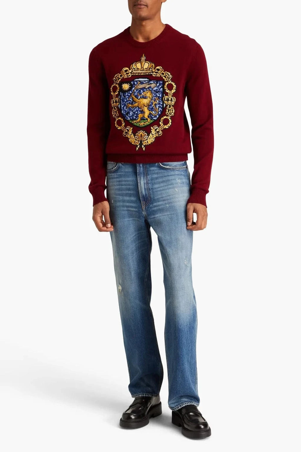 Мъжки пуловер Men’s luxury cashmere sweater DOLCE & GABBANA GX841Z JAWVA HH84C Burgundy Front view
