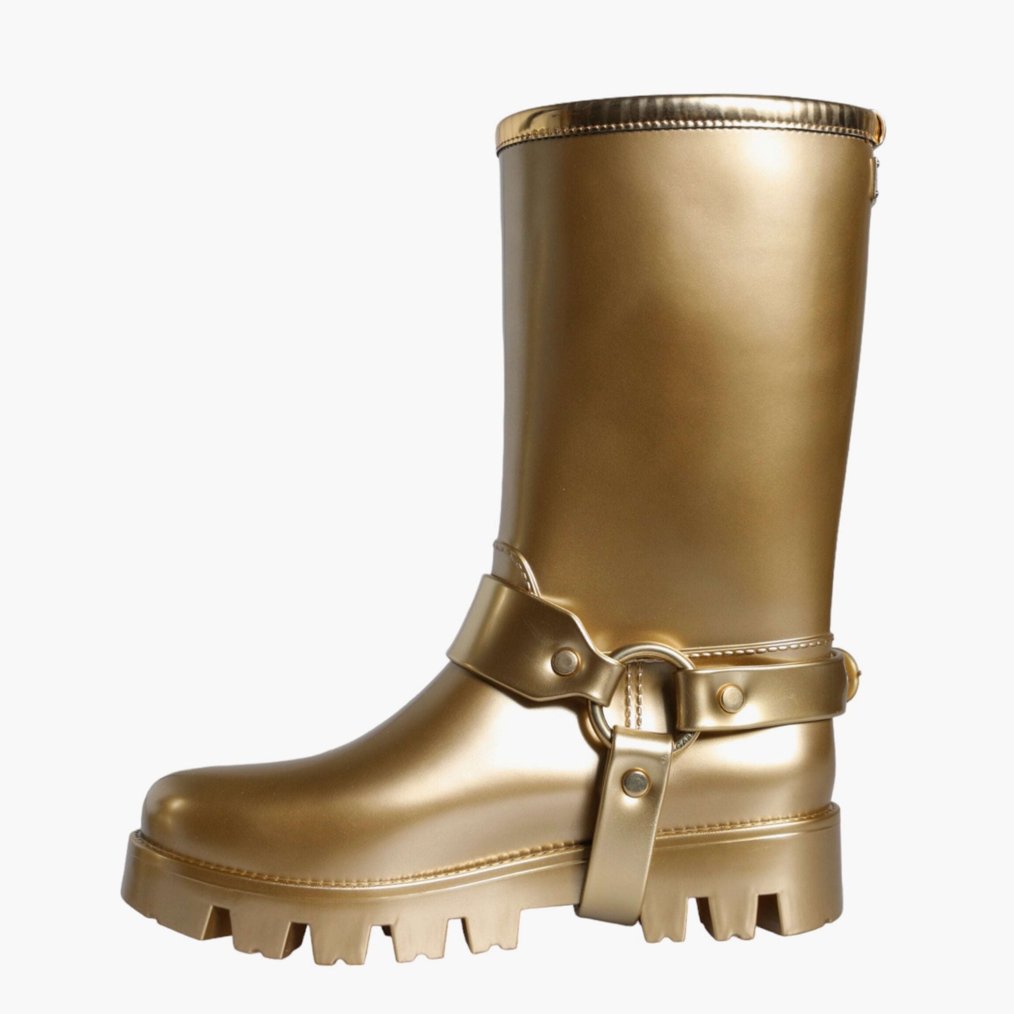 Дамски луксозни гумени ботуши за дъжд в златист цвят DOLCE & GABBANA
Women’s Metallic Gold Rubber PVC Rain Boots