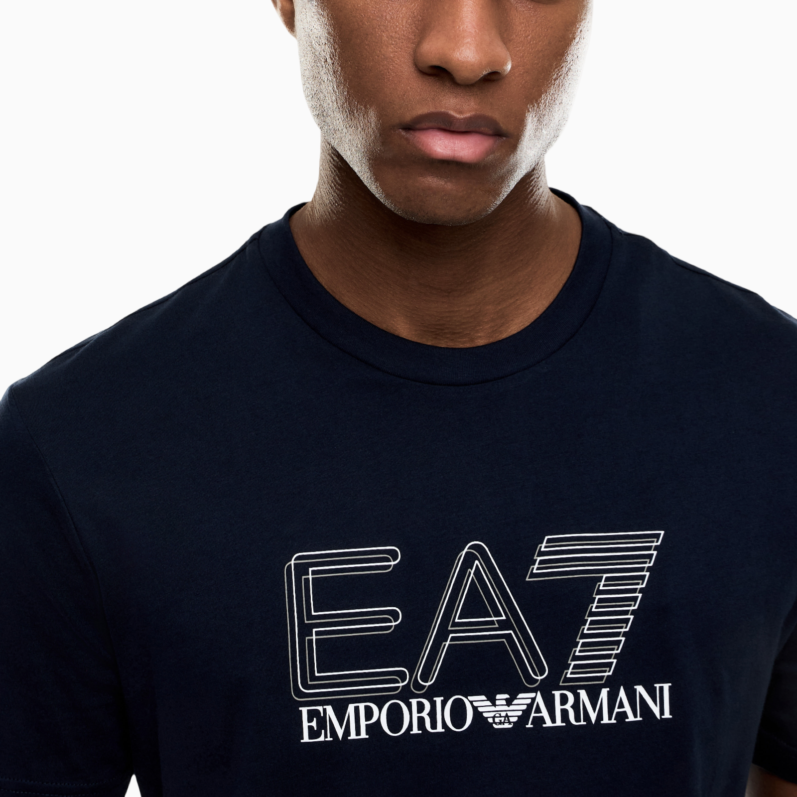 Мъжка тъмно синя тениска EA7 Emporio Armani Men T-shirt 7M001307 AF10375 UB102 Close-Up
