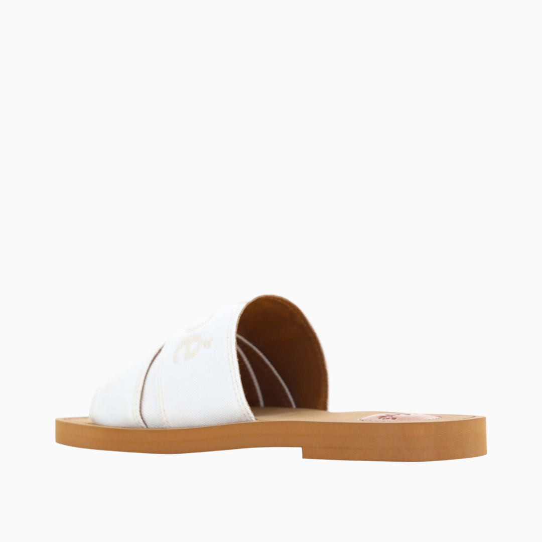Дамски сандали Chloé Elegant White Cotton Slide Sandals