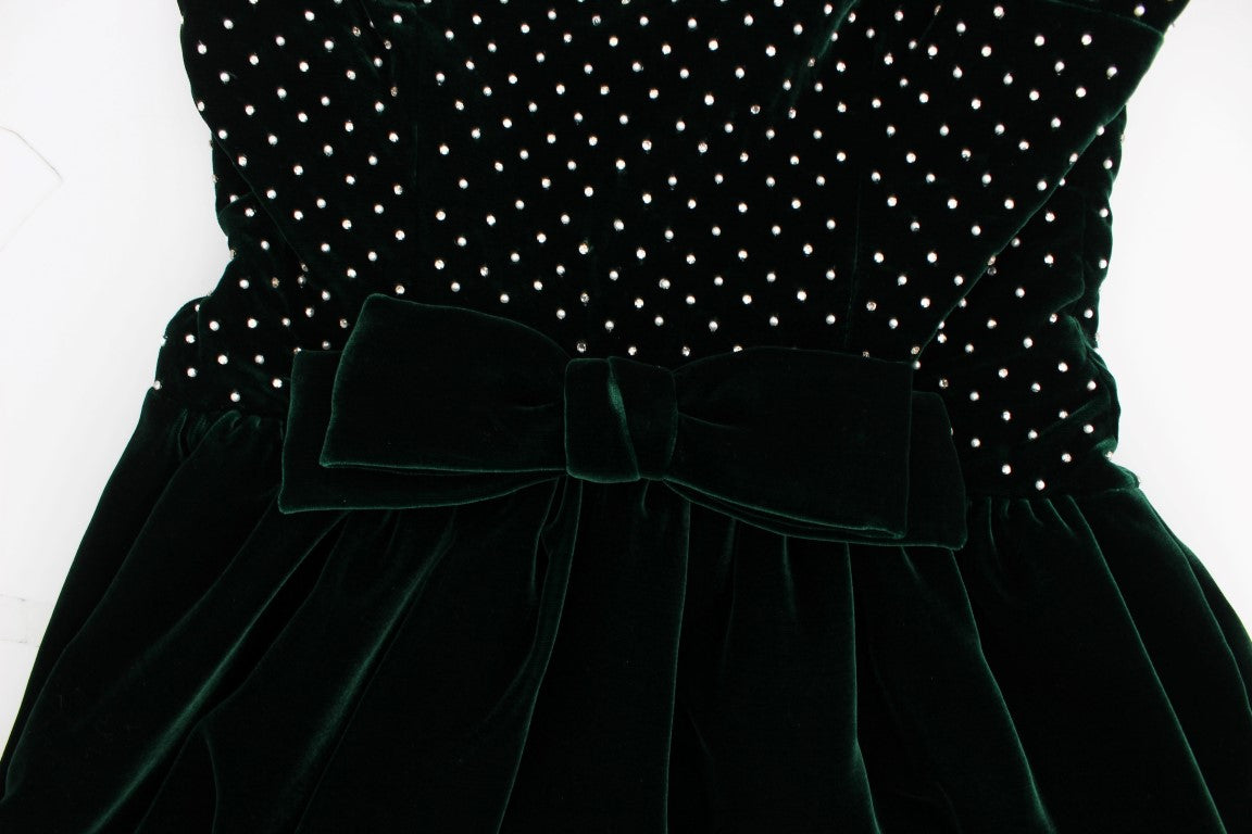 Dolce & Gabbana Enchanted Emerald Velvet Crystal Maxi рокля