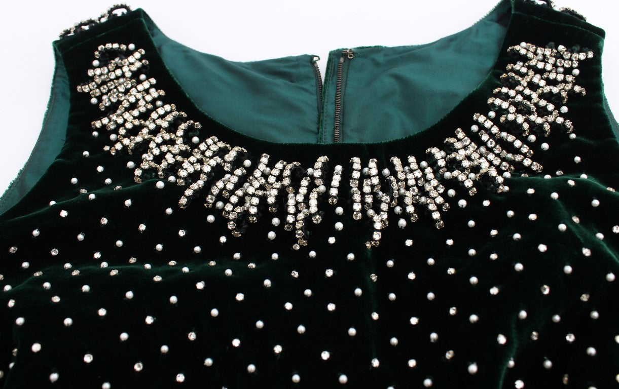 Dolce & Gabbana Enchanted Emerald Velvet Crystal Maxi рокля