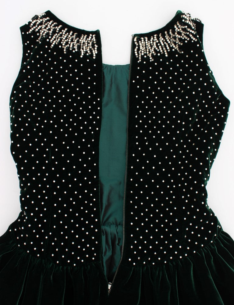 Dolce & Gabbana Enchanted Emerald Velvet Crystal Maxi рокля