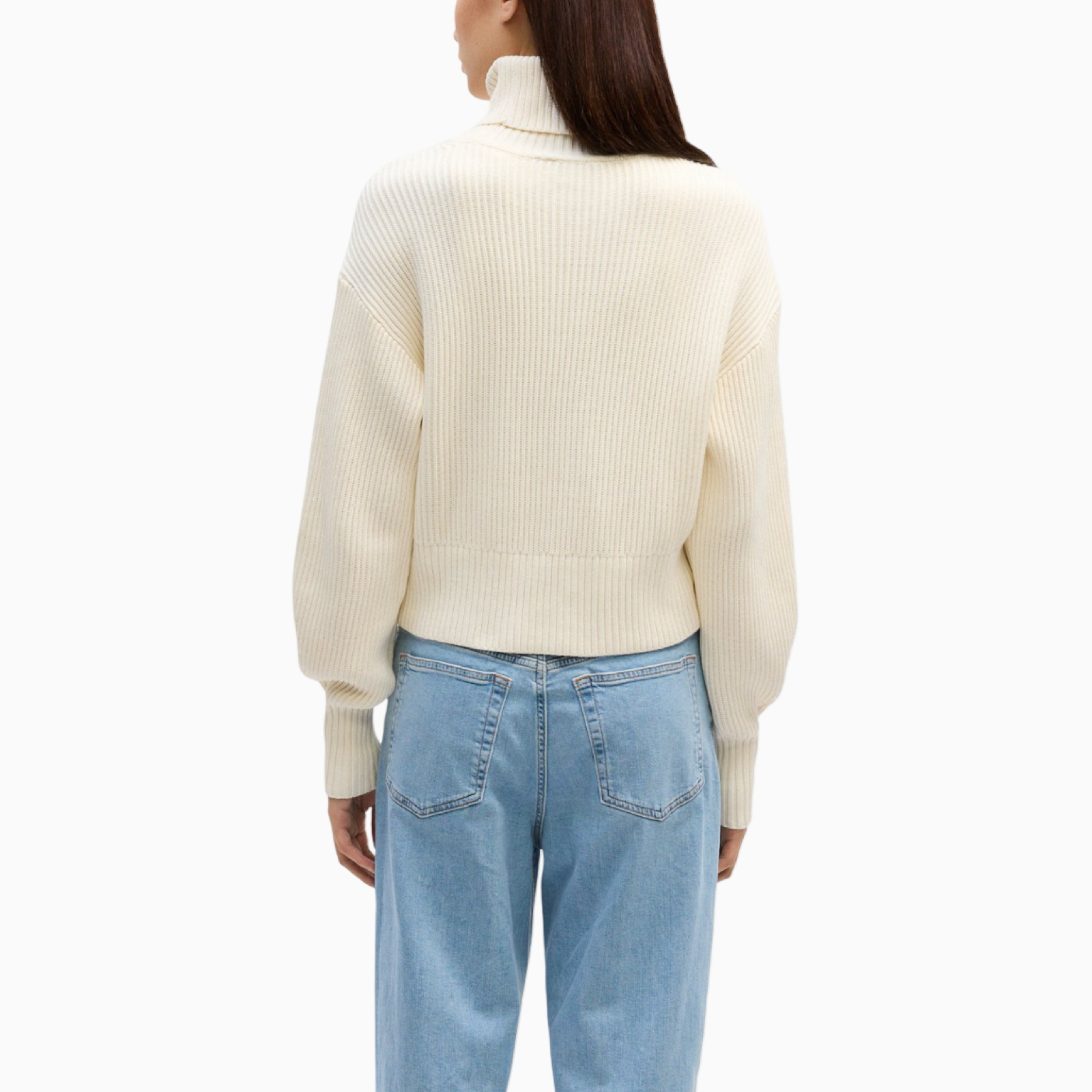 Дамски бял пуловер Calvin Klein Jeans Women Sweater LV047D349G Back View