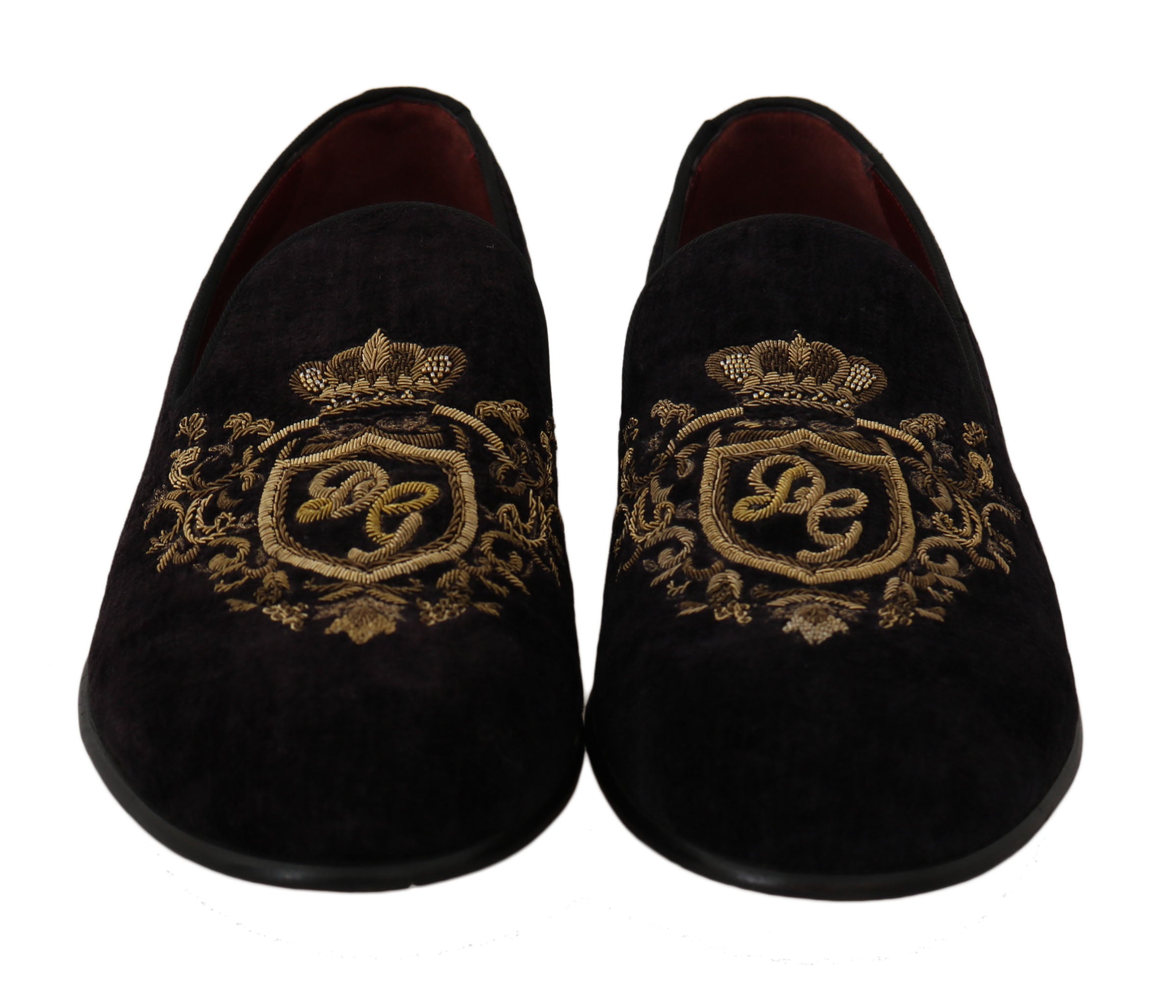 Dolce & Gabbana Елегантни черни мокасини с бродерия златна корона