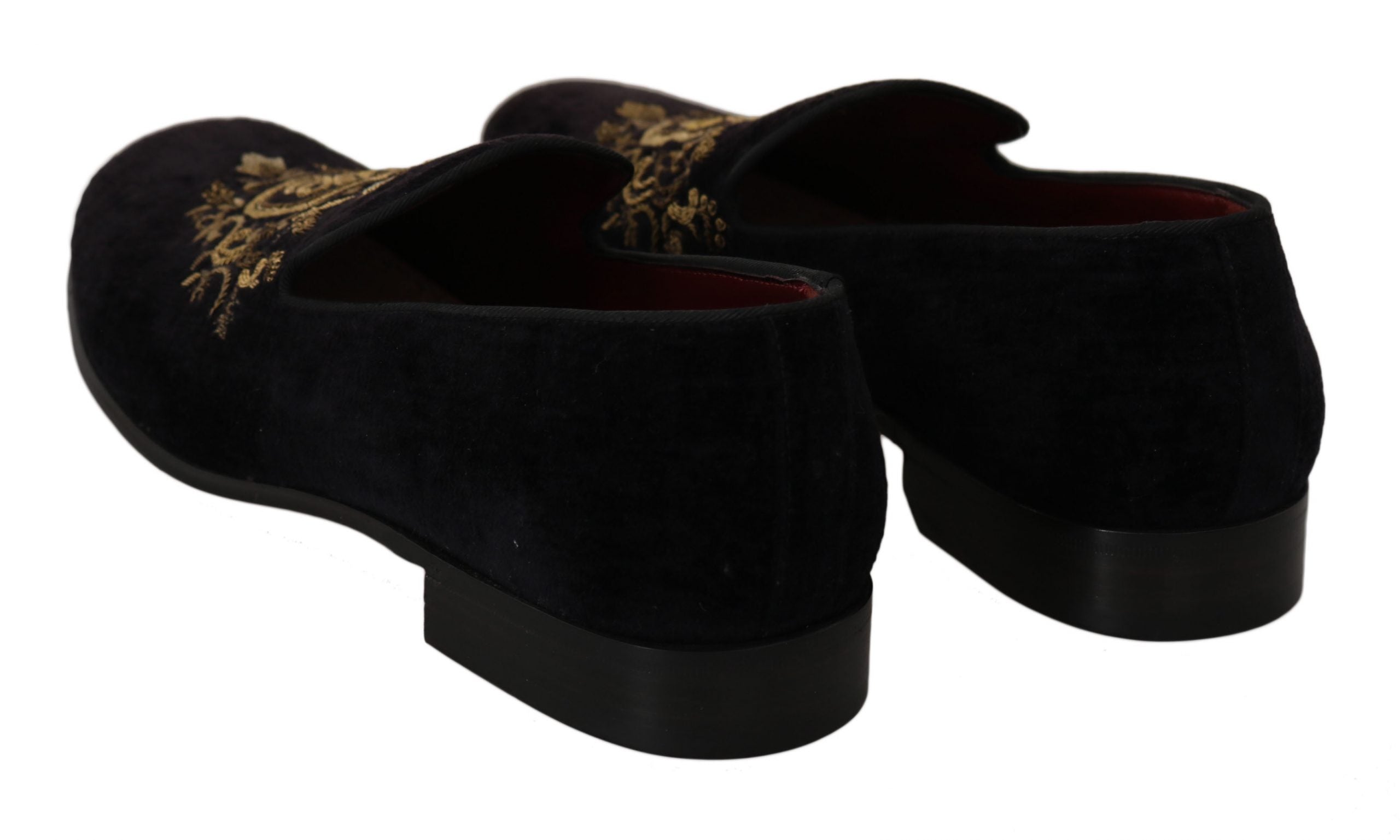 Dolce & Gabbana Елегантни черни мокасини с бродерия златна корона