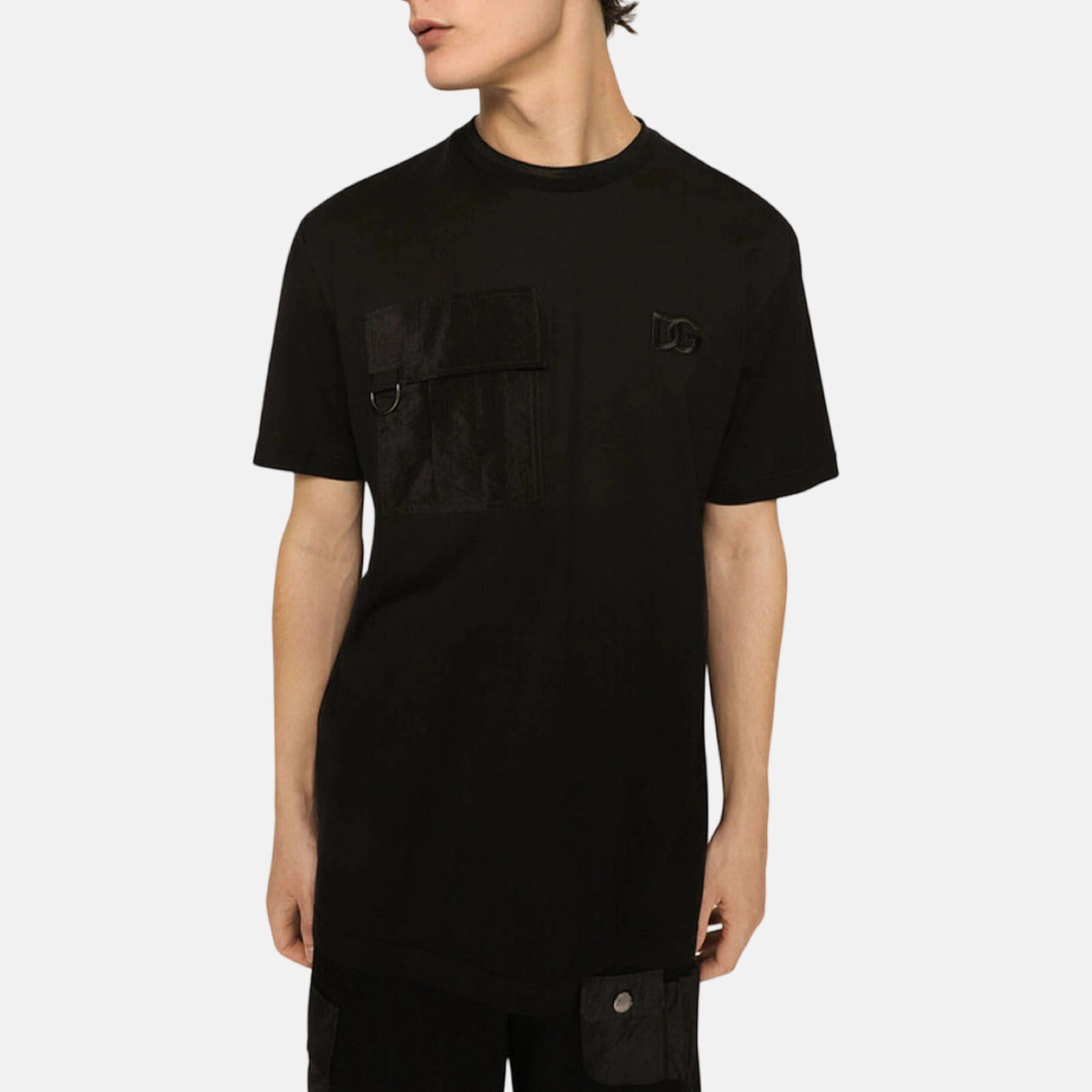 Мъжка черна тениска с джоб DOLCE & GABBANA DG Logo & Pocket Men T-shirt
