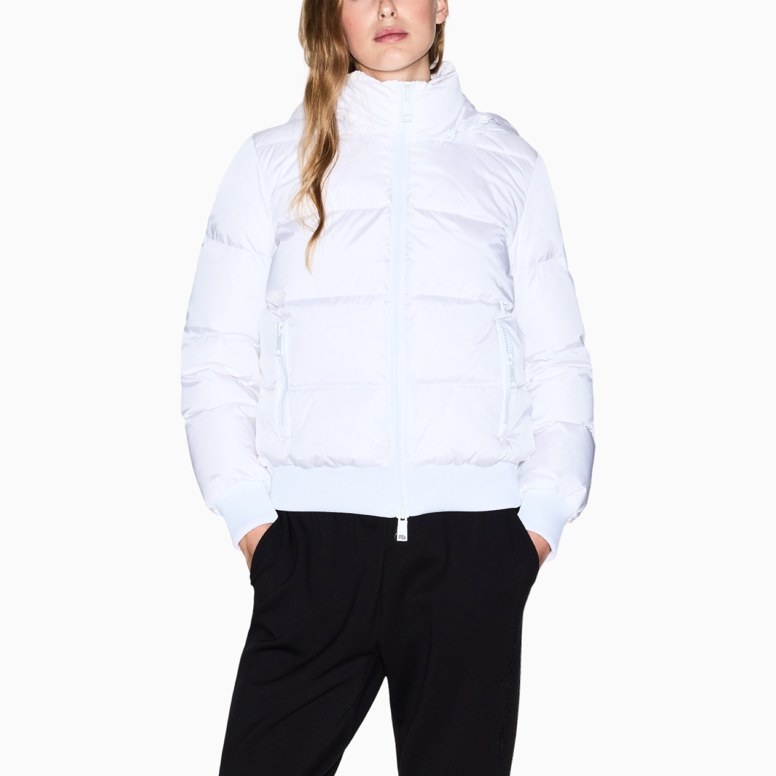 Дамско бяло пухено яке Armani Exchange Women Puffer Jacket XW000228 AF12286 Front View