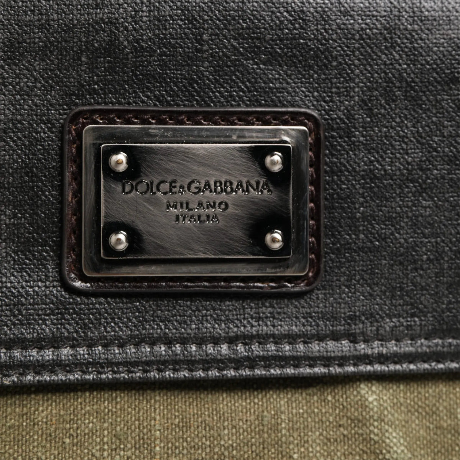 Dolce & Gabbana Military Green Two Tone Duffel Bag Close-Up