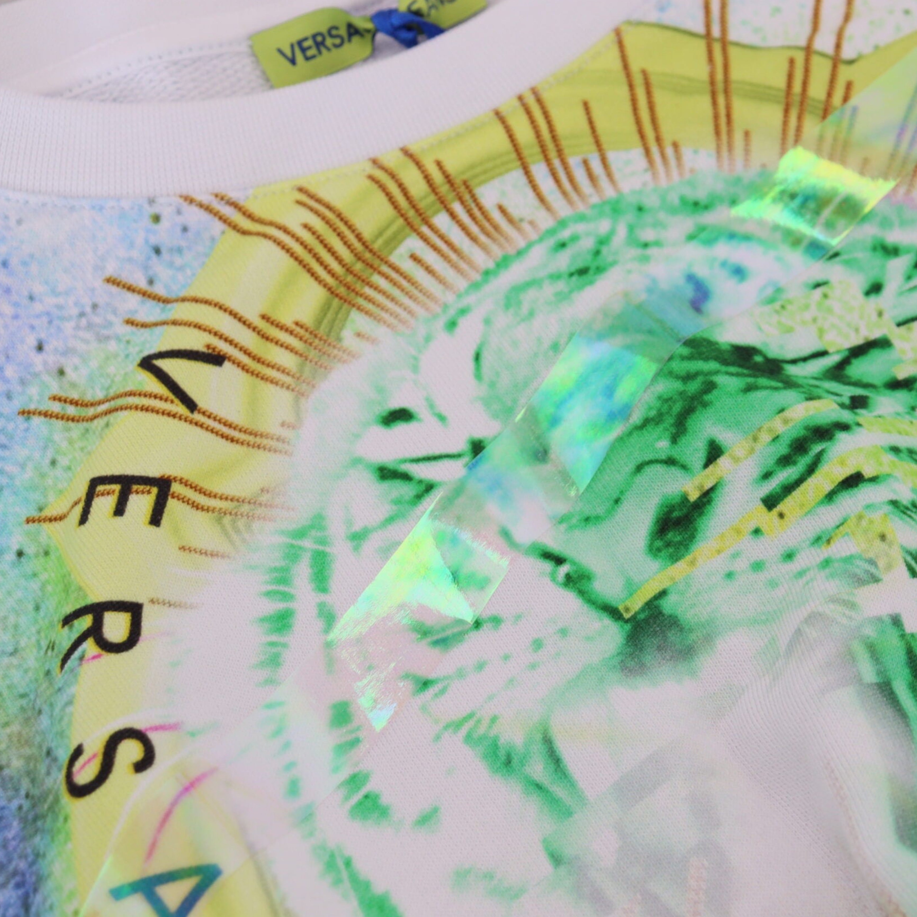 Дамска памучна блуза с дълъг ръкав Versace Jeans в бяло