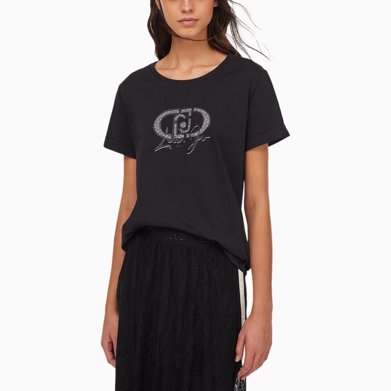 Дамска черна тениска Liu Jo Women T-shirt TF5163 JS923 R9932
Front View