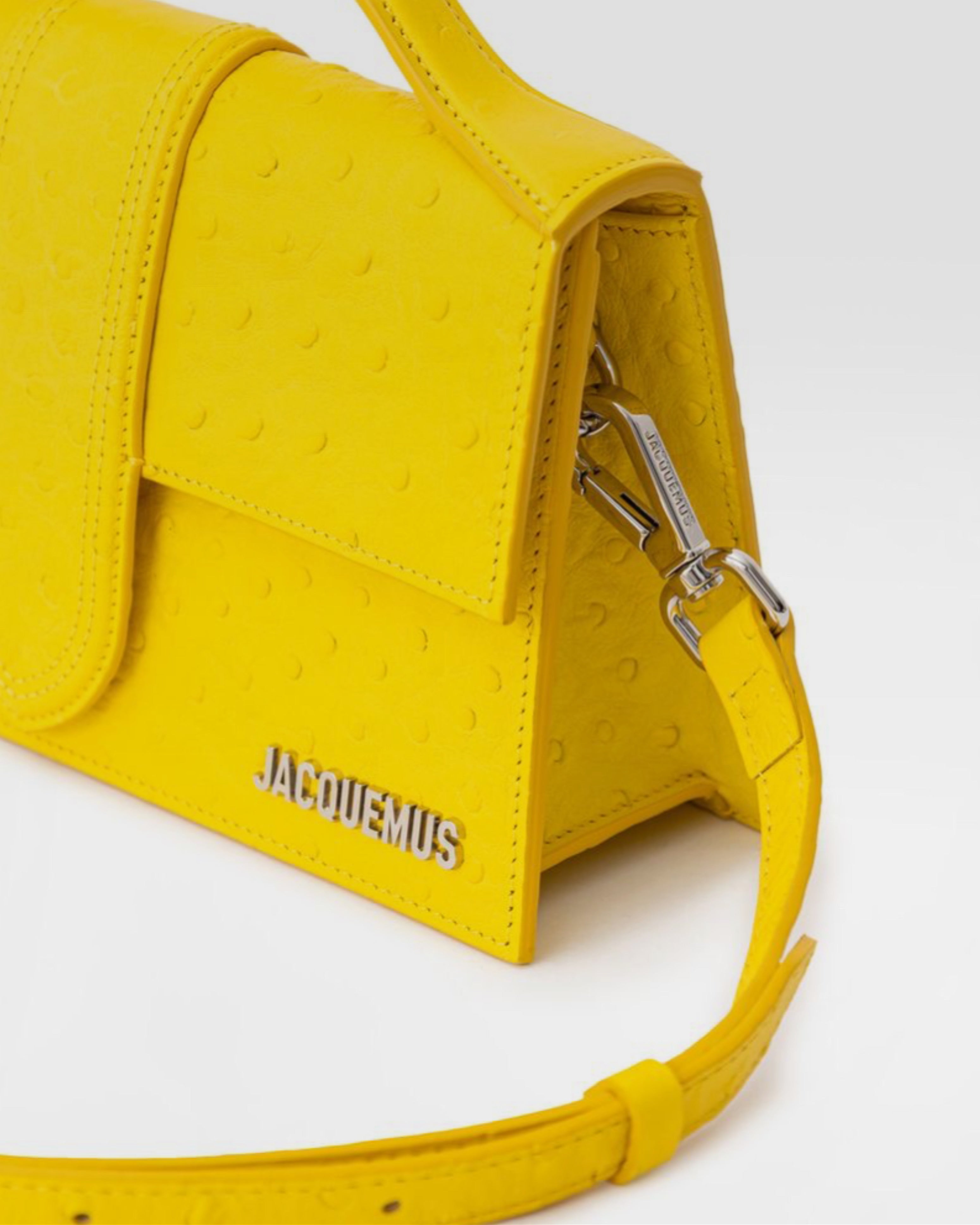 Дамска чанта от естествена кожа Women’s handbag Jacquemus Le Grand Bambino 213BA0073234 250 Yellow logo view
