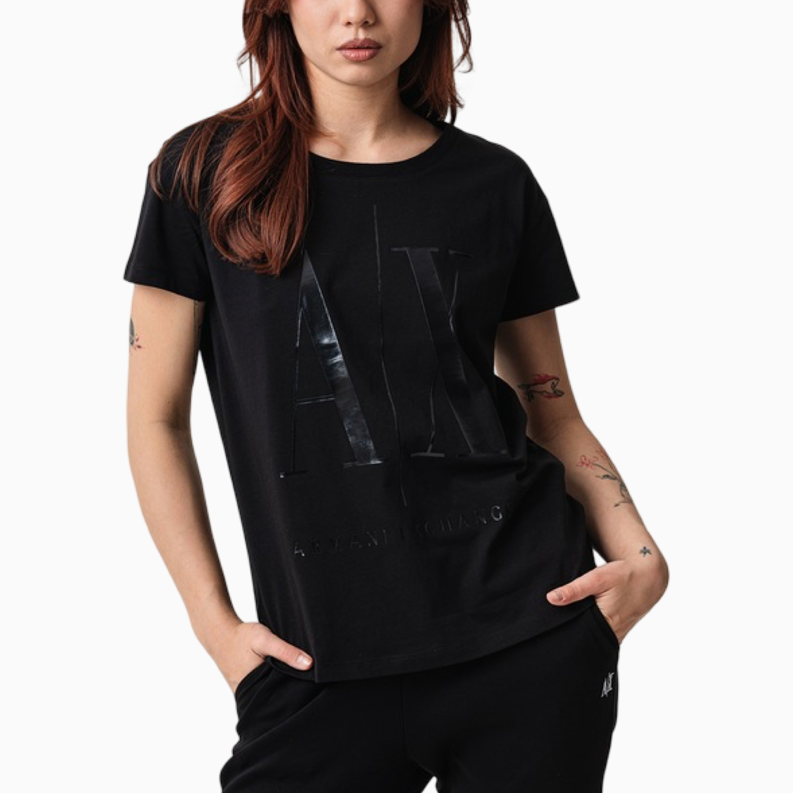 Дамска черна тениска Armani Exchange Women T-shirt 8NYTCX YJG3Z Front View