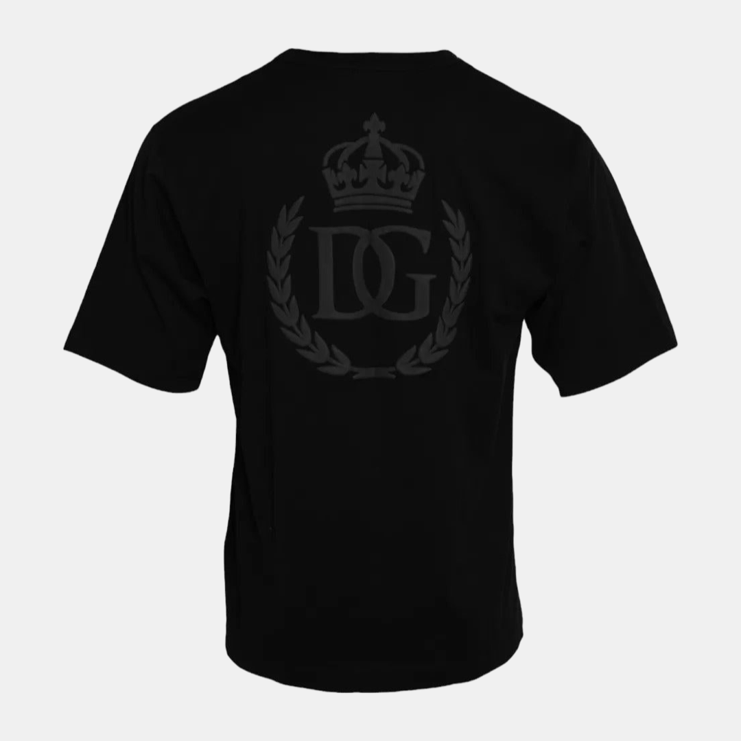 Dolce & Gabbana Black Logo Embossed Crew Neck Short Sleeves T-shirt