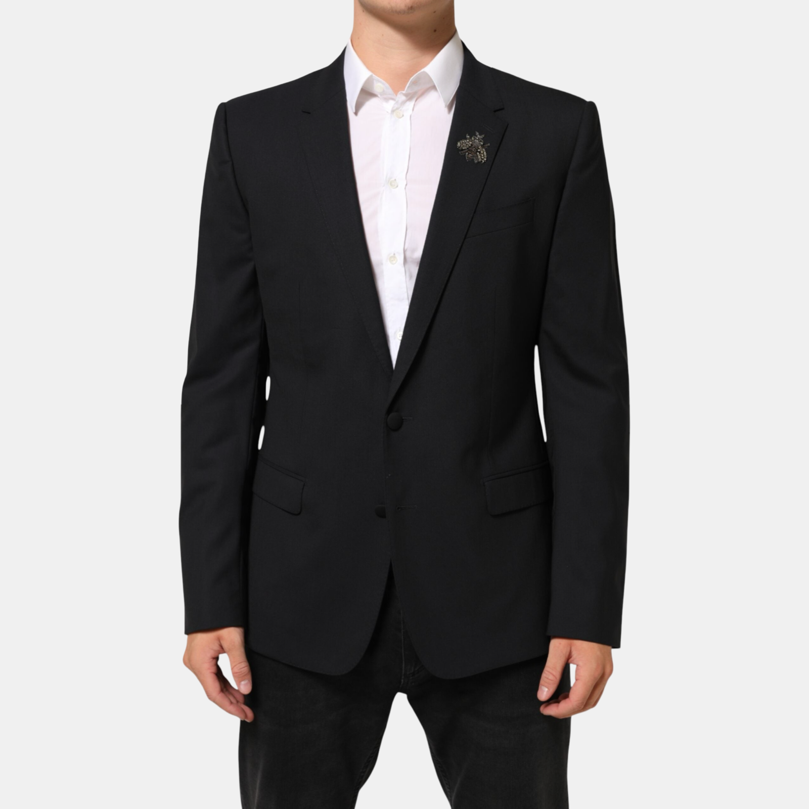 Dolce & Gabbana Martini Bee Brooch 2 Button Men Blazer Front View