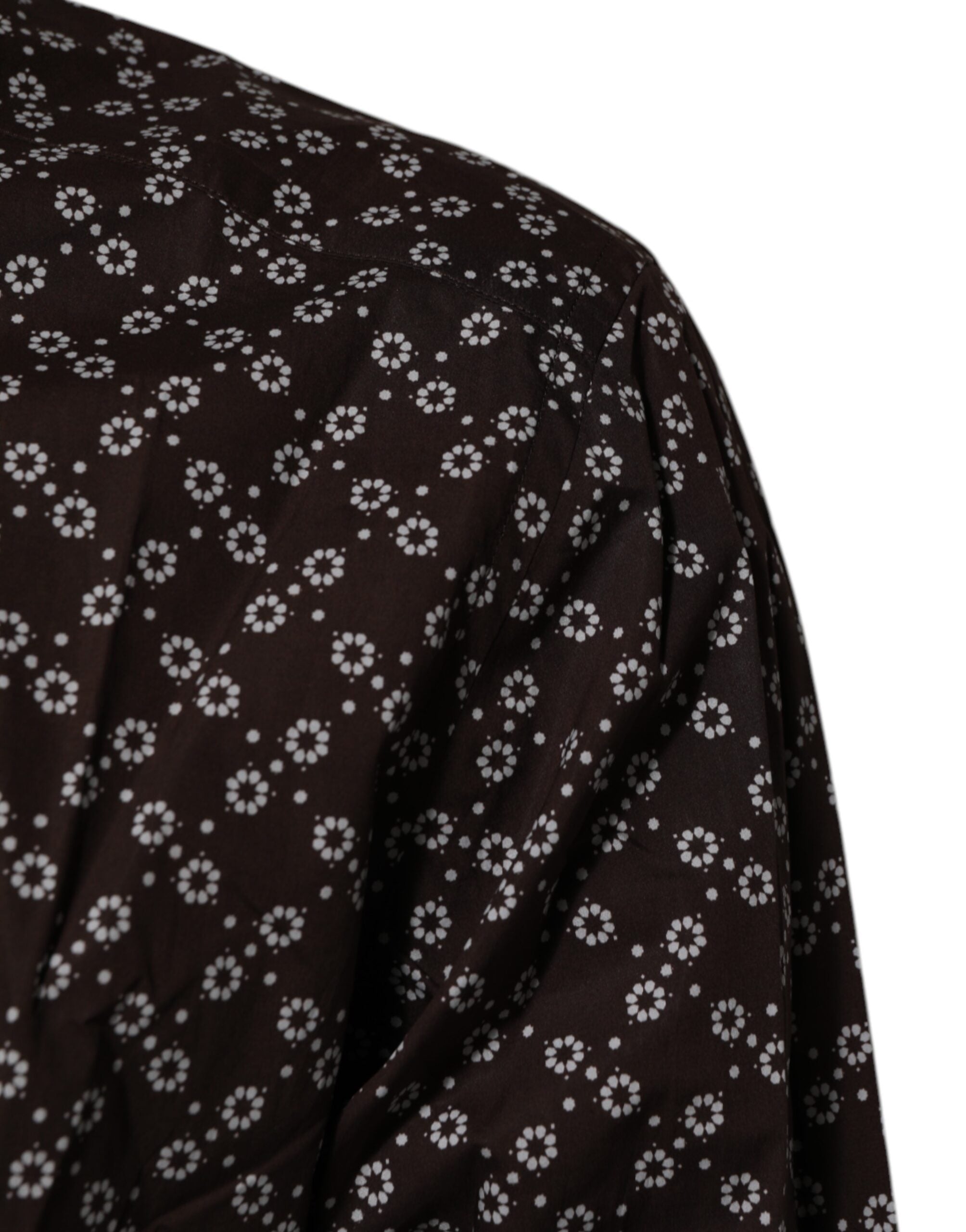Мъжка кафява луксозна риза Men’s luxury shirt DOLCE & GABBANA Gold line in Brown color arm view