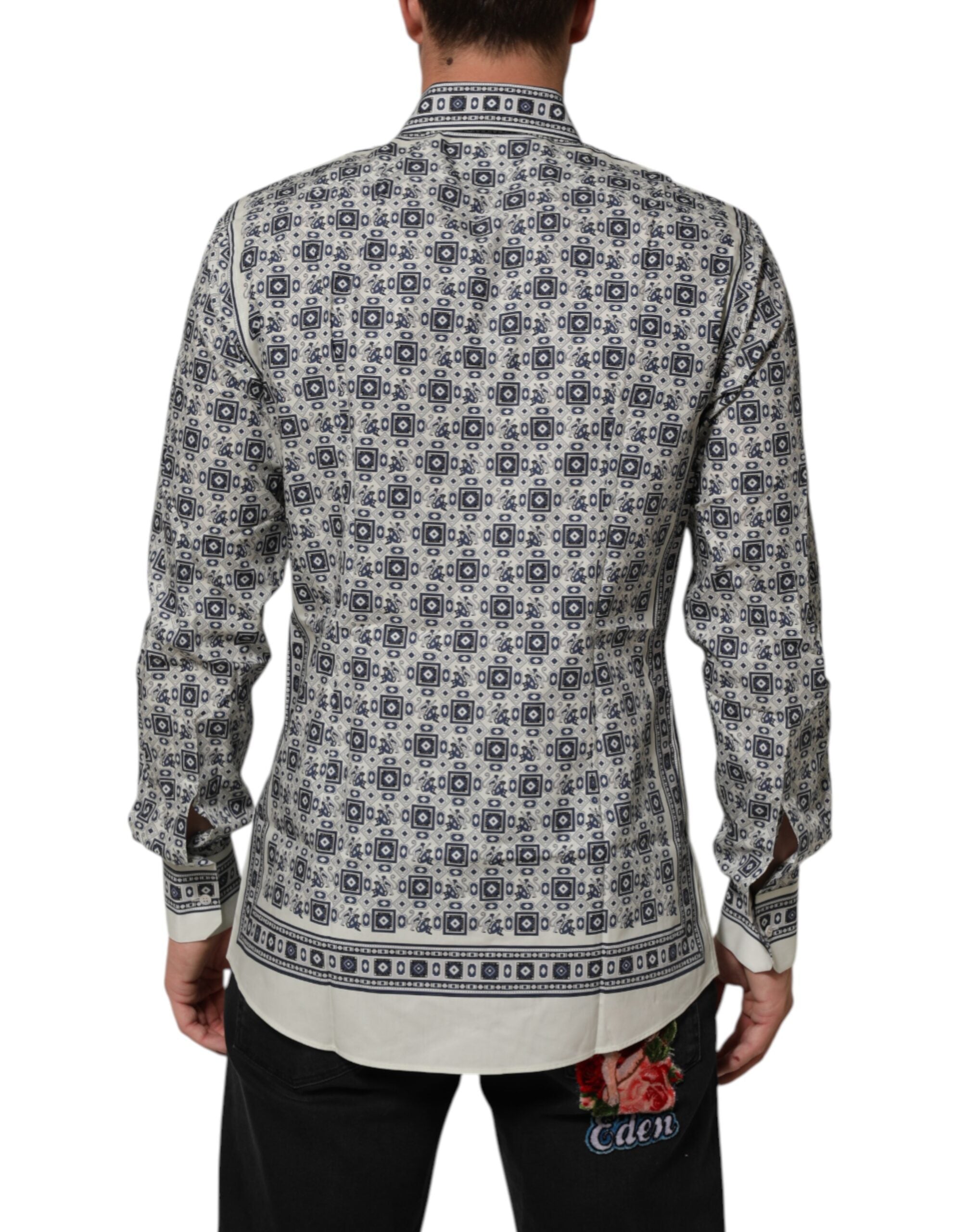 Мъжка луксозна риза Men’s monkey tie print DOLCE & GABBANA GOLD back view