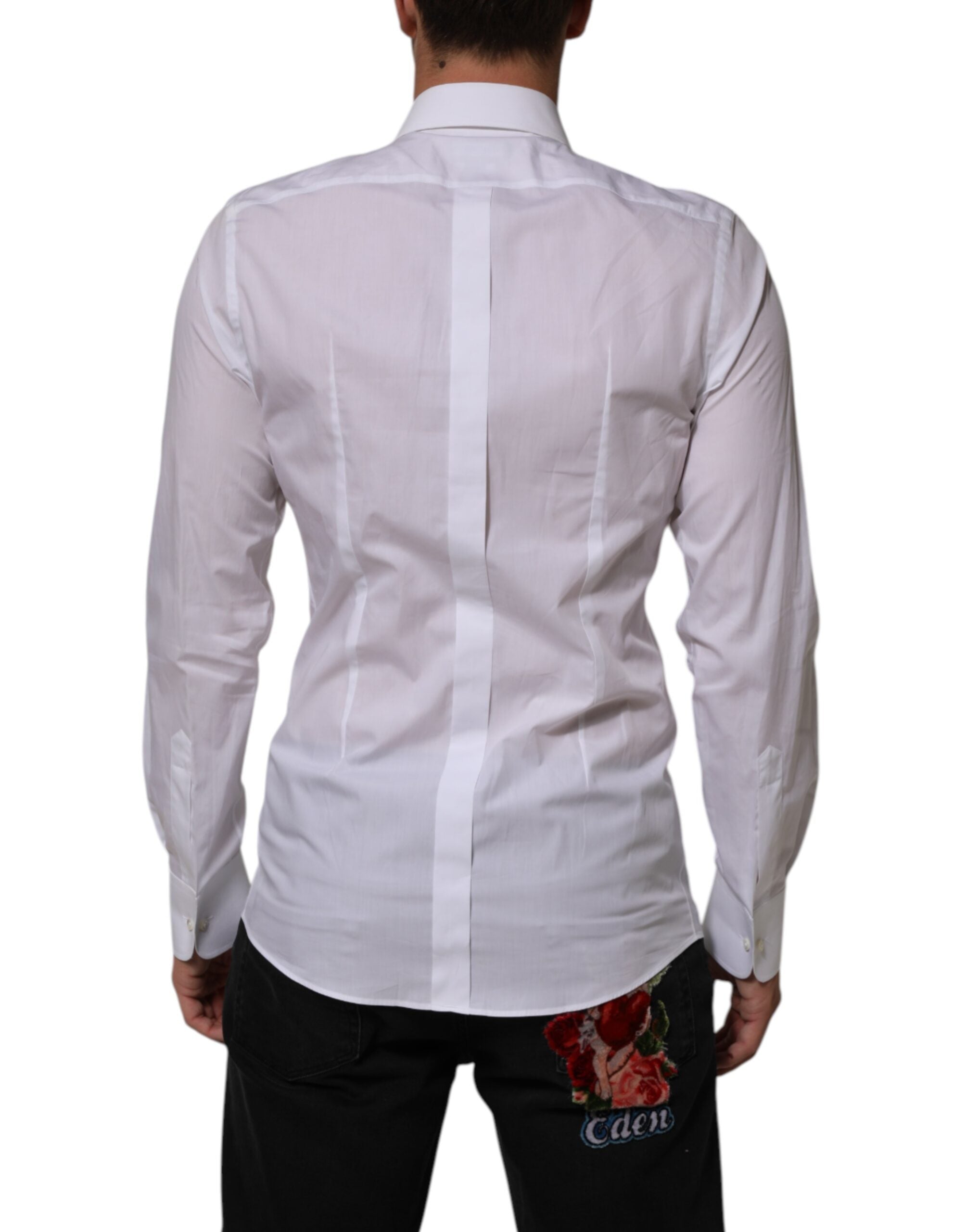 Мъжка риза Men’s white luxury shirt DOLCE & GABBANA Gold line with pearls