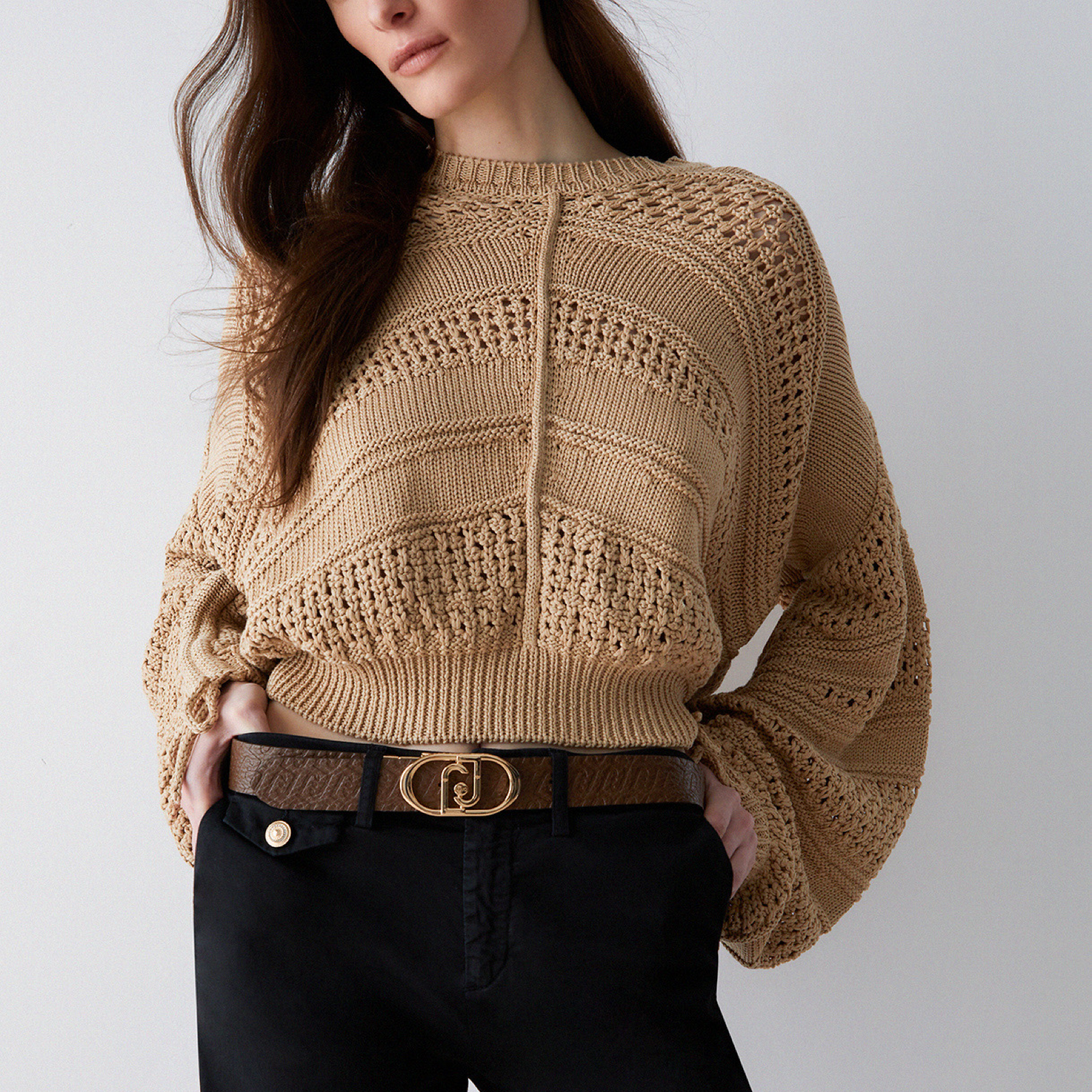 Дамски двулицев кафяв и бежов колан Liu Jo Reversible Belt AA6238 ES034 C3904 Model View