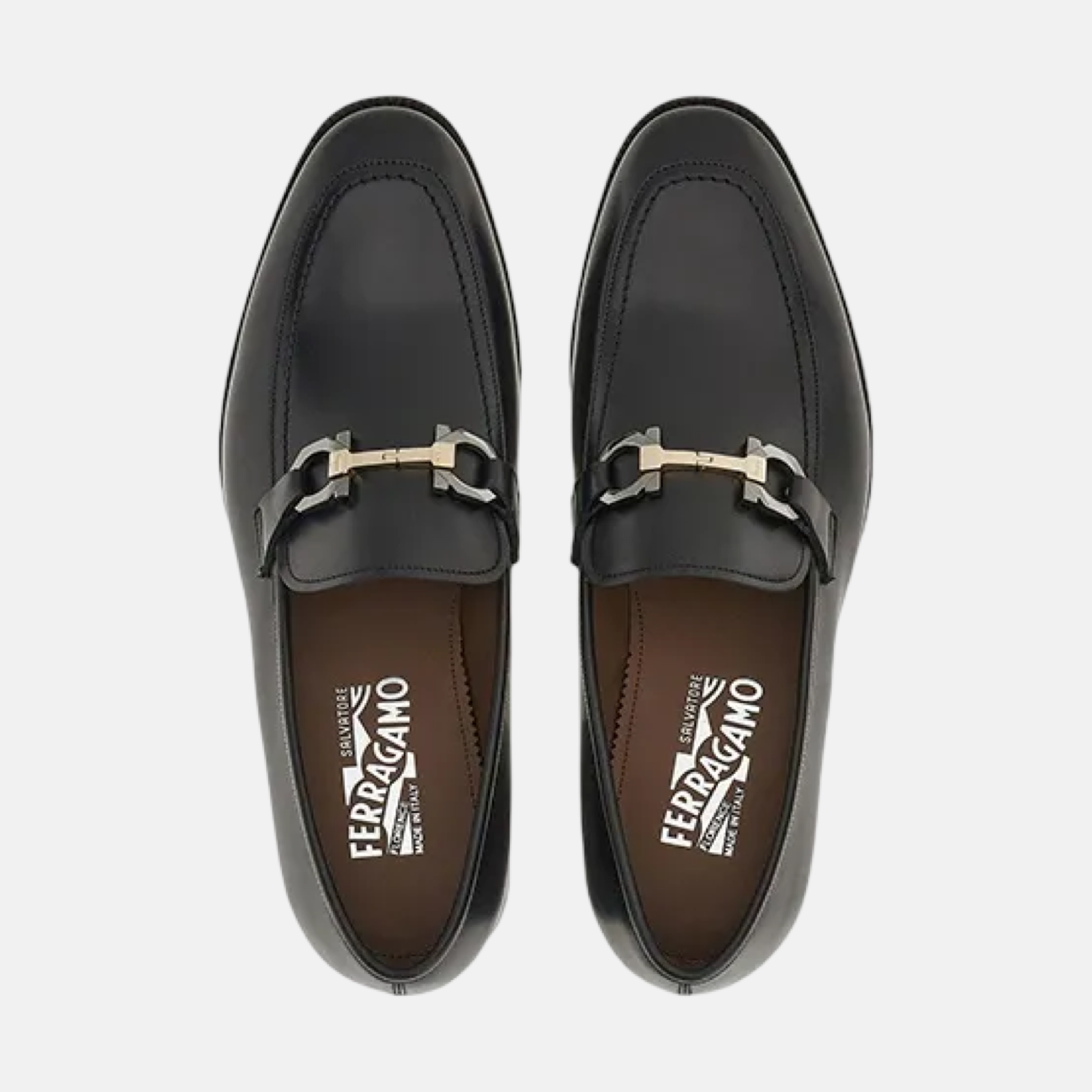 Мъжки кожени мокасини Salvatore Ferragamo Gancini Men Loafers Lewis 0756101 005 Top View