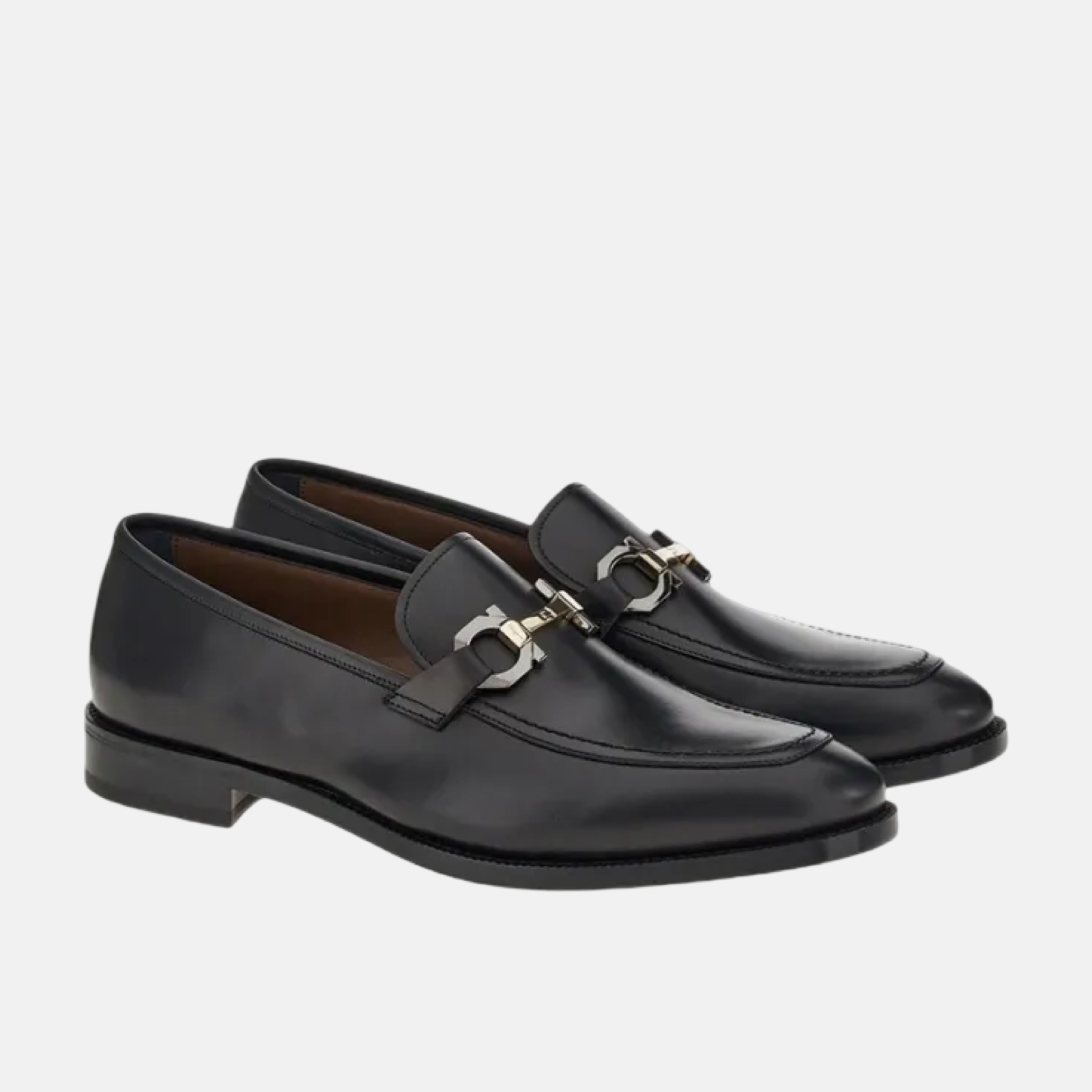 Мъжки кожени мокасини Salvatore Ferragamo Gancini Men Loafers Lewis 0756101 005 Lateral View