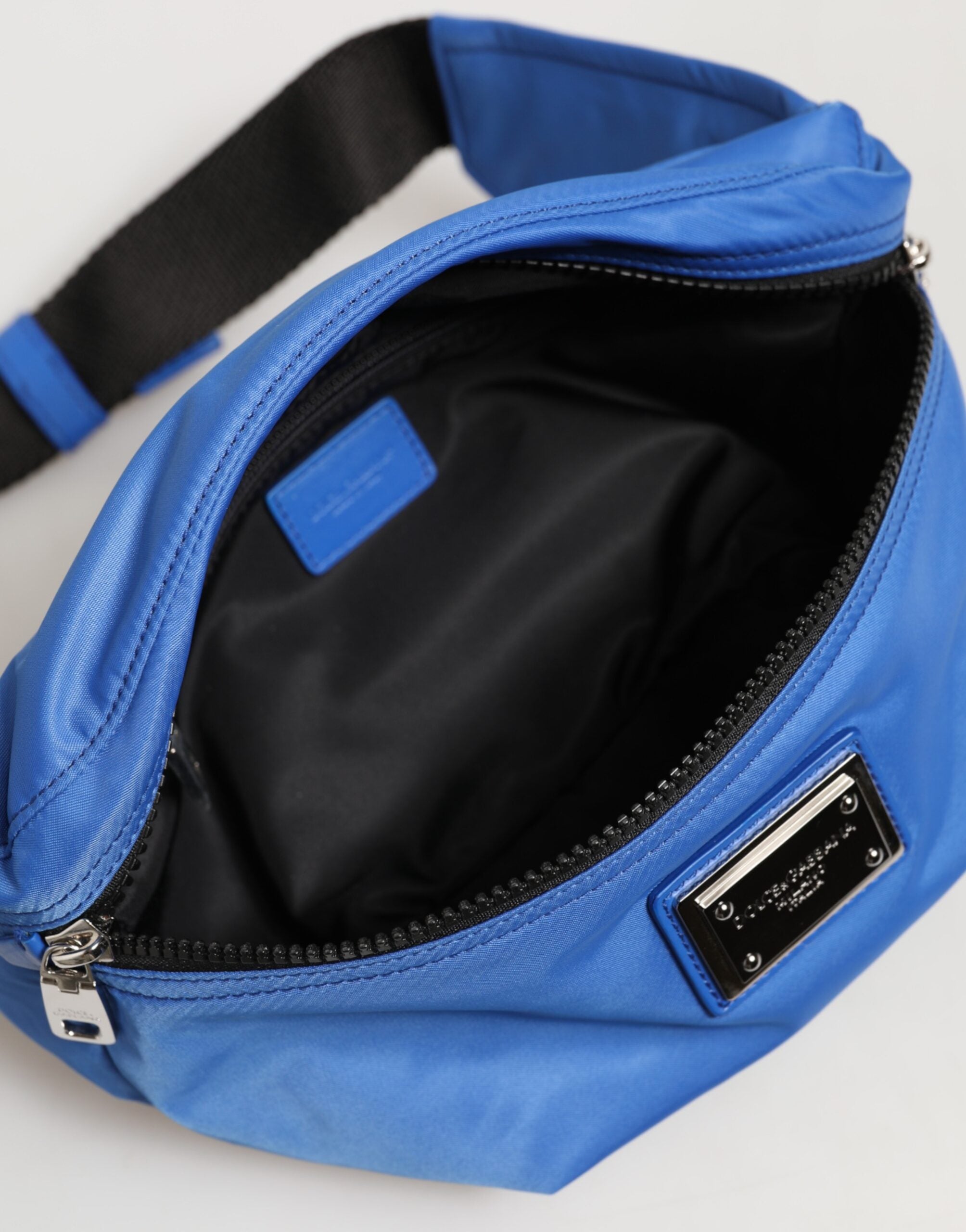 Dolce & Gabbana Blue Logo Plaque Waist Bag Inside View