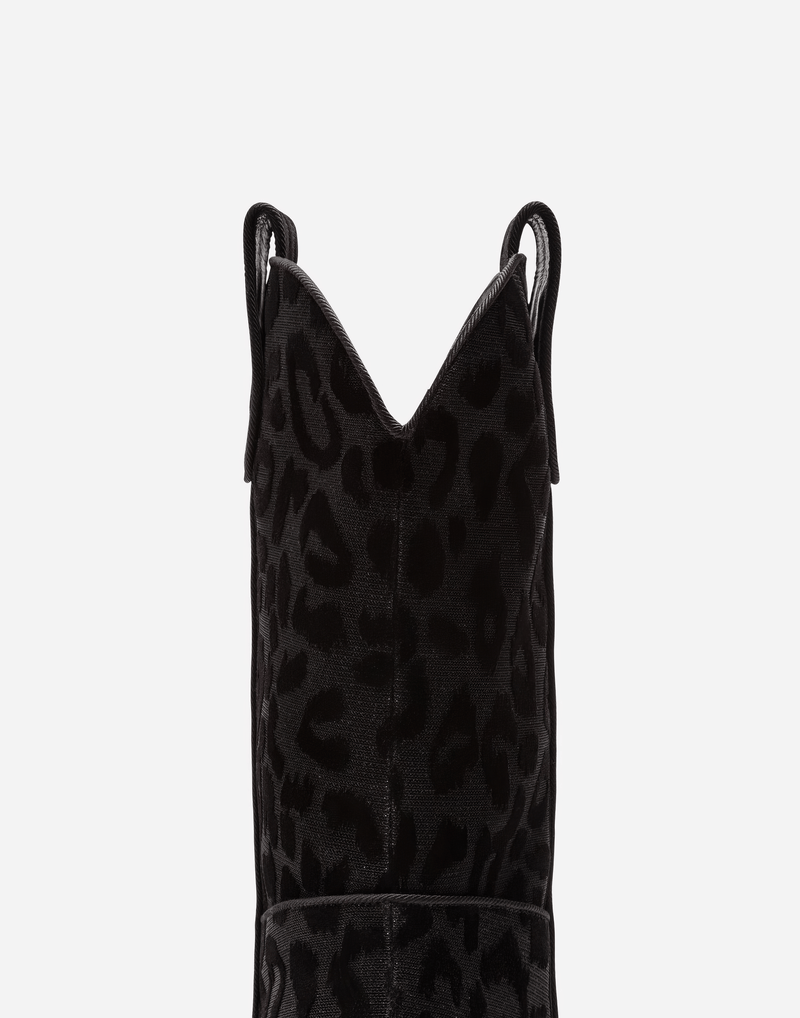 Дамски каубойски ботуши Dolce & Gabbana Women Black Gray Leopard Cowboy Boots в черно и сиво