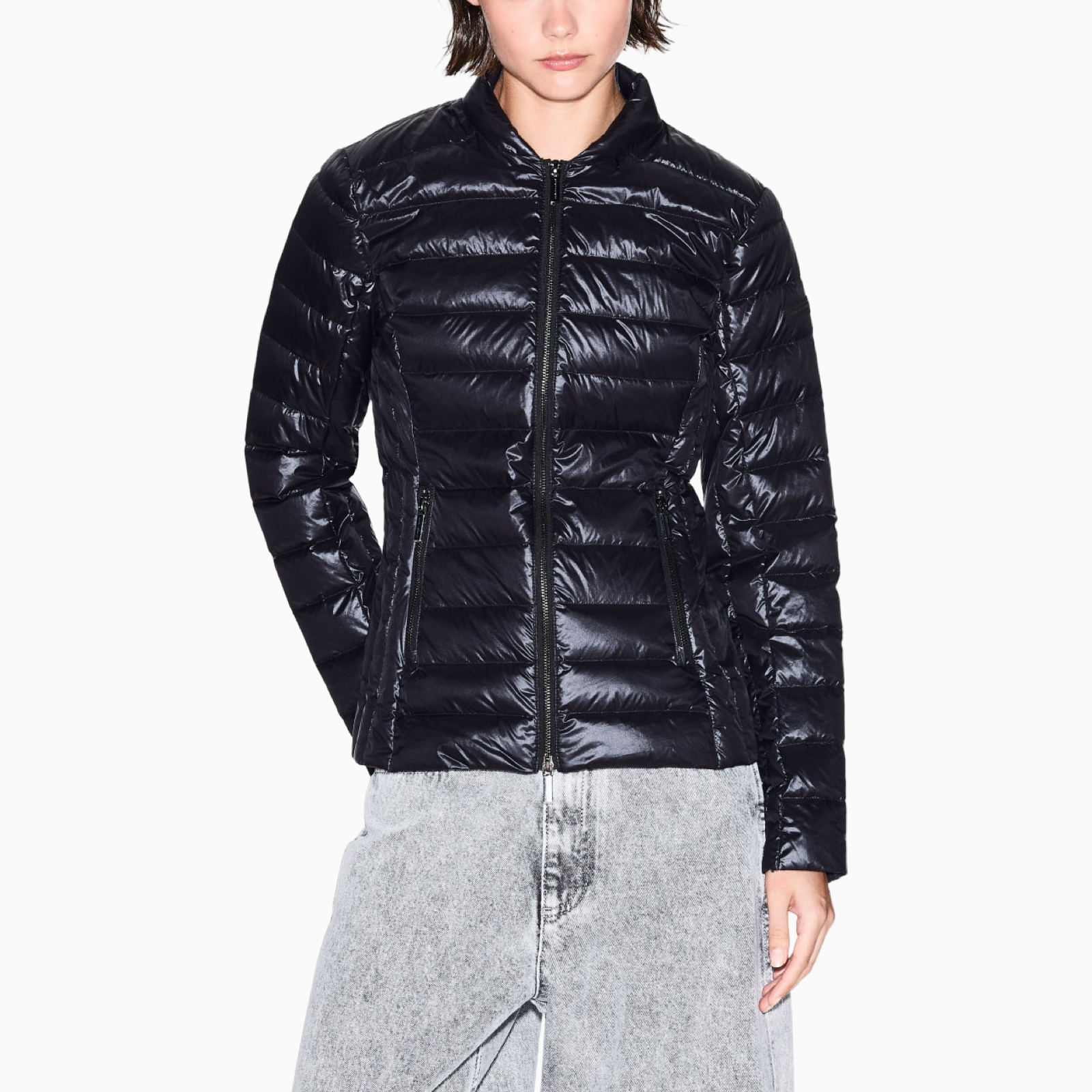 Дамско черно пухено яке Armani Exchange Women Puffer Jacket XW001920 AF18757 Front View